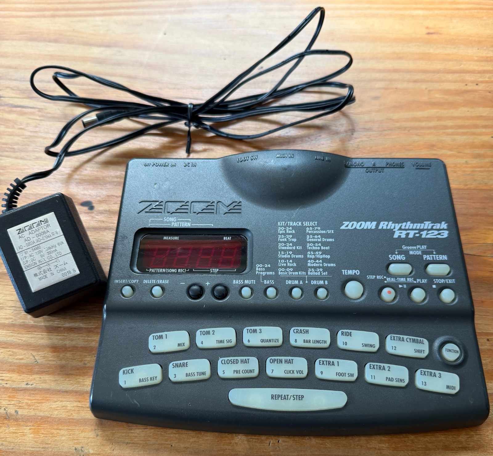 ZOOM RT-123 RhythmTrack Electronic Drum Tested Working with AC Adapter