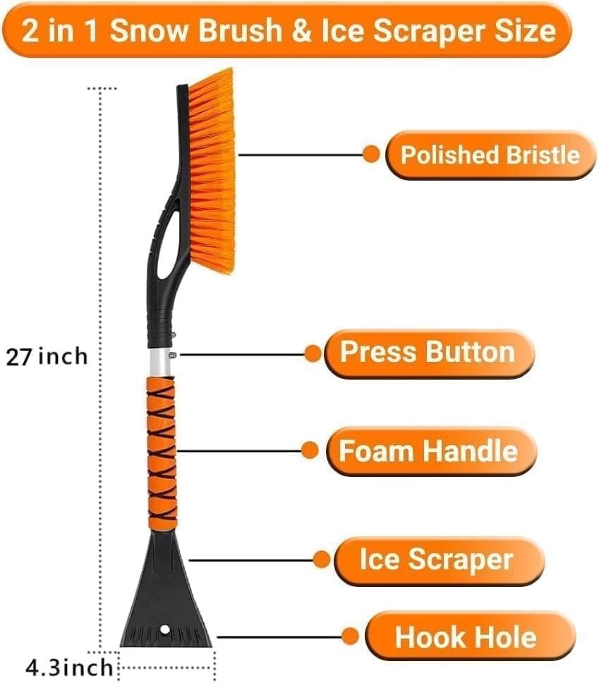 27 Inch, Ice Scrapers for Car Windshield, Detachable Snow Removal Tool with E...