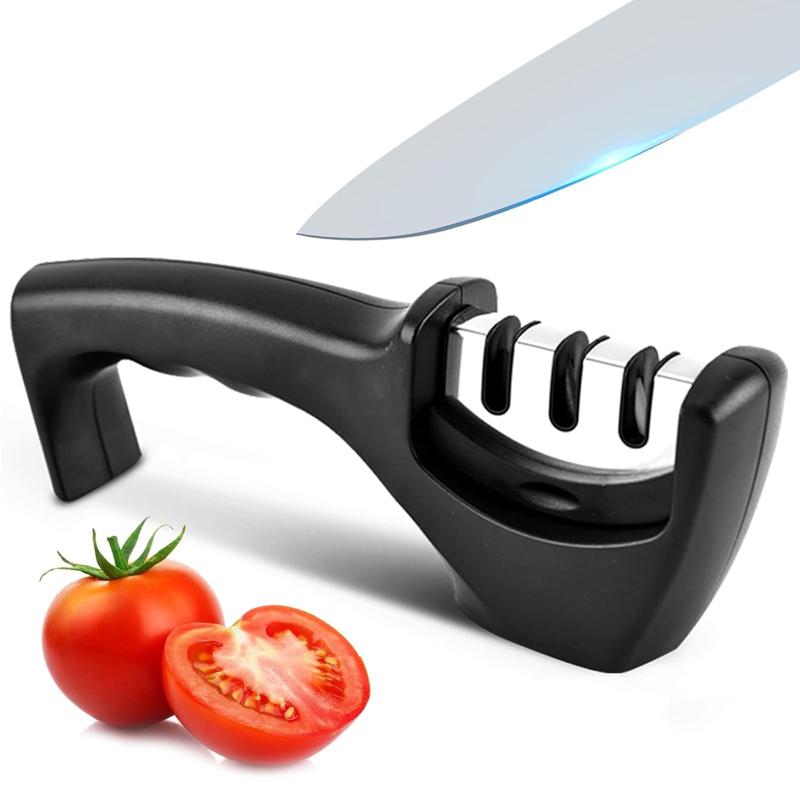 Afilador de cuchillos de cocina manual profesional con mango ergonómico