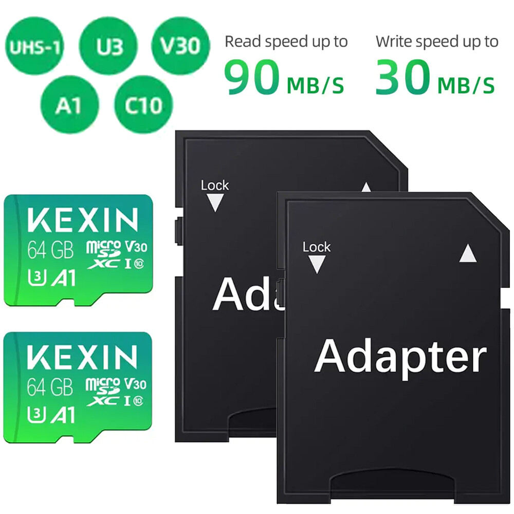 LOT Pack Micro SD Card 64 GB Memory Cards w/Adapter microSDXC UHS-I U3 C10