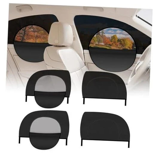 4PCS Upgraded Car Window Shades with Zipper—Mesh Breathable Covers