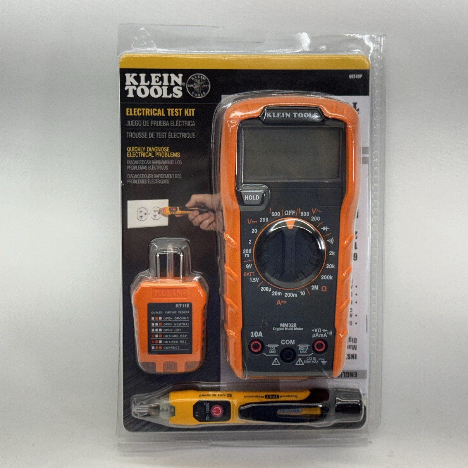 Klein Tools 69149P Electrical Test Kit MM320 Multimeter NCVT1XT Tester 600V