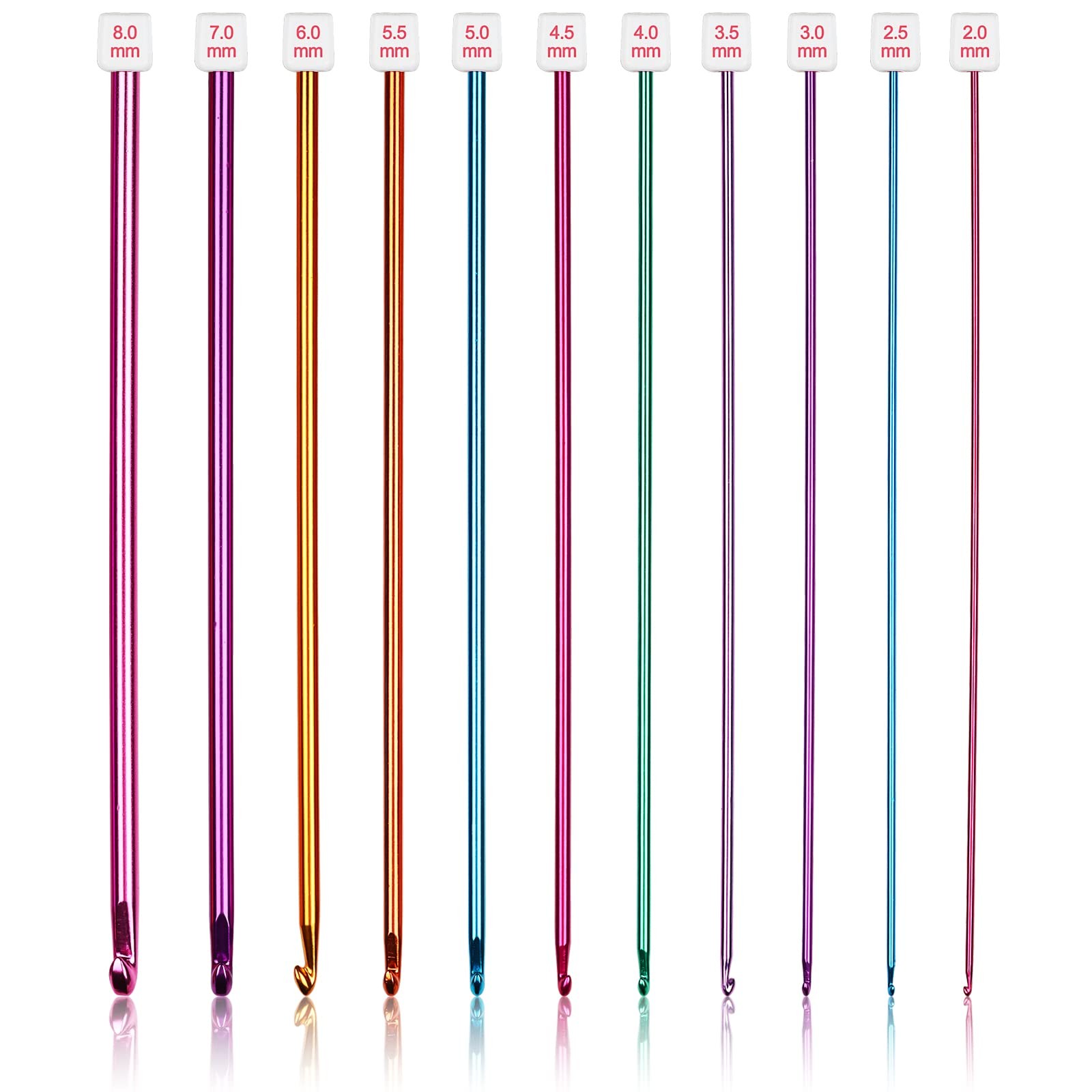 Long Crochet Hook Set, 11pcs Tunisian Multicolor Afghan Crochet Needles for C...