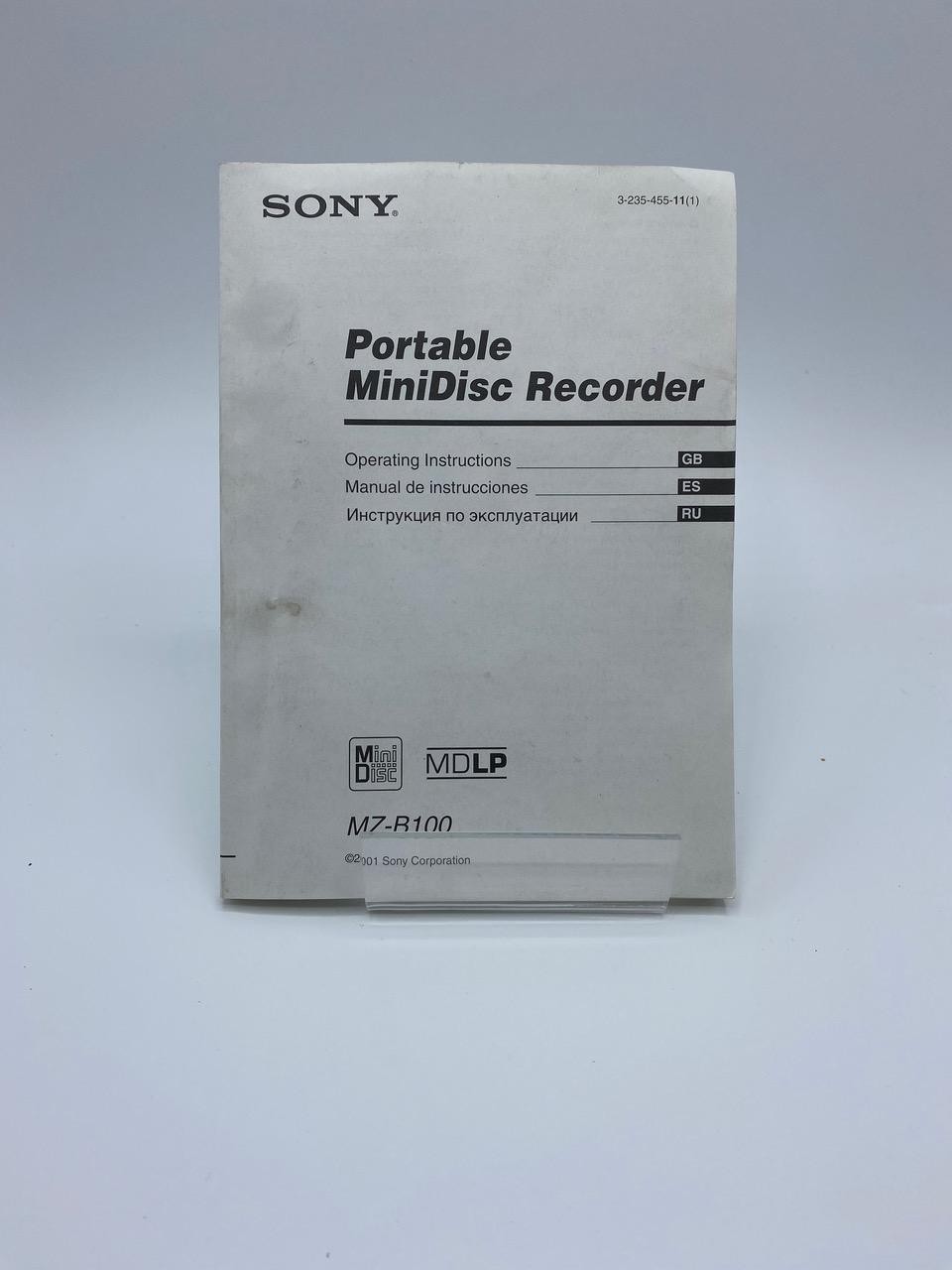 Sony Operating Instructions for MZ-B100 Portable MiniDisc Player (3-235-455-11)