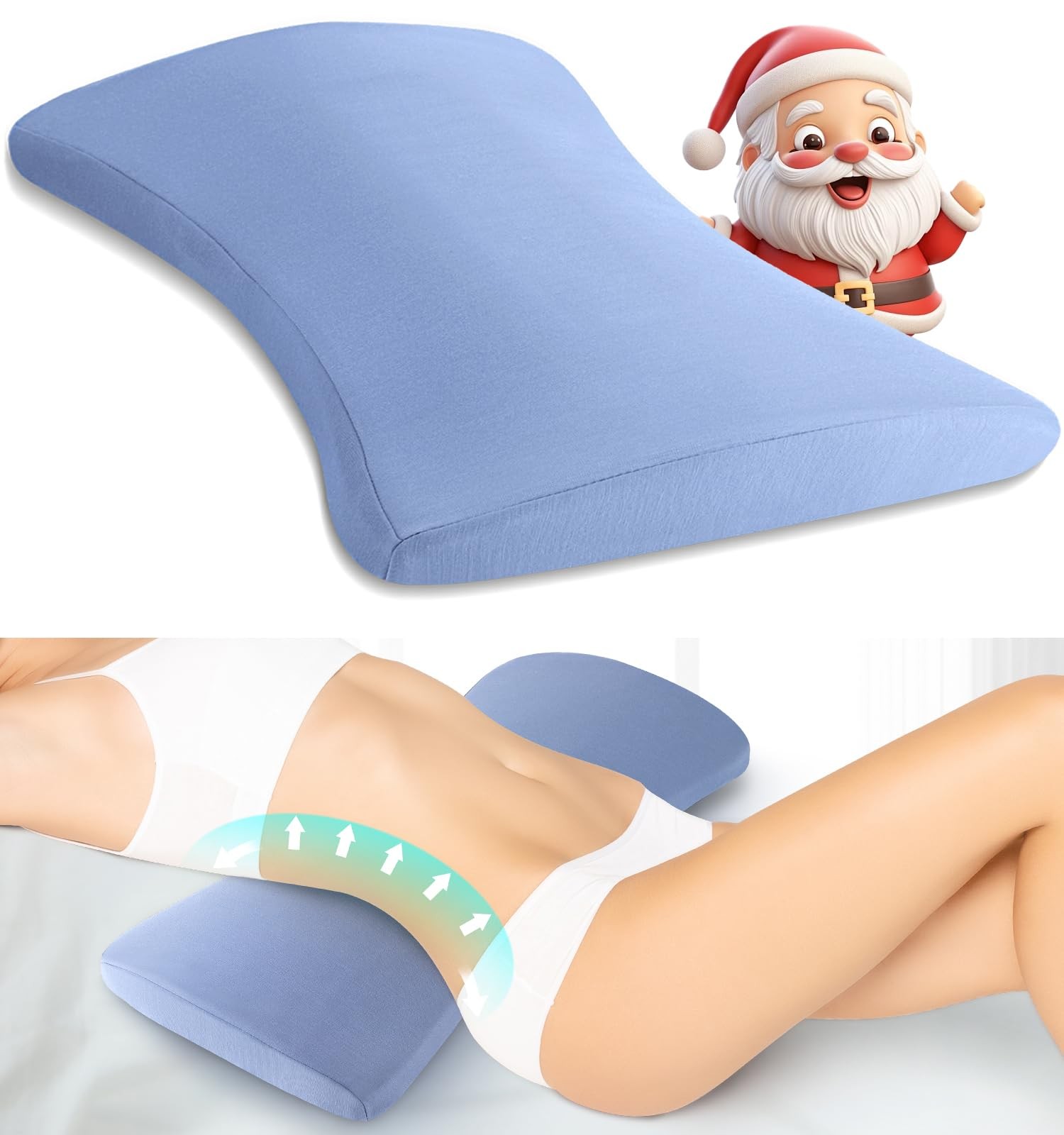 vamorry Lumbar Pillow for Sleeping, Support 60x26x5.5 cm, Blue