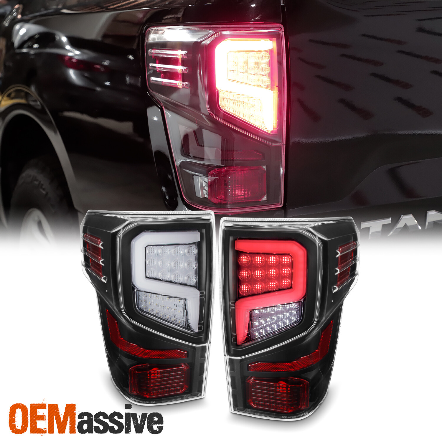 For 2016-2021 Nissan Titan LED Tail Lights Brake Lamps Black Housing Assemblies