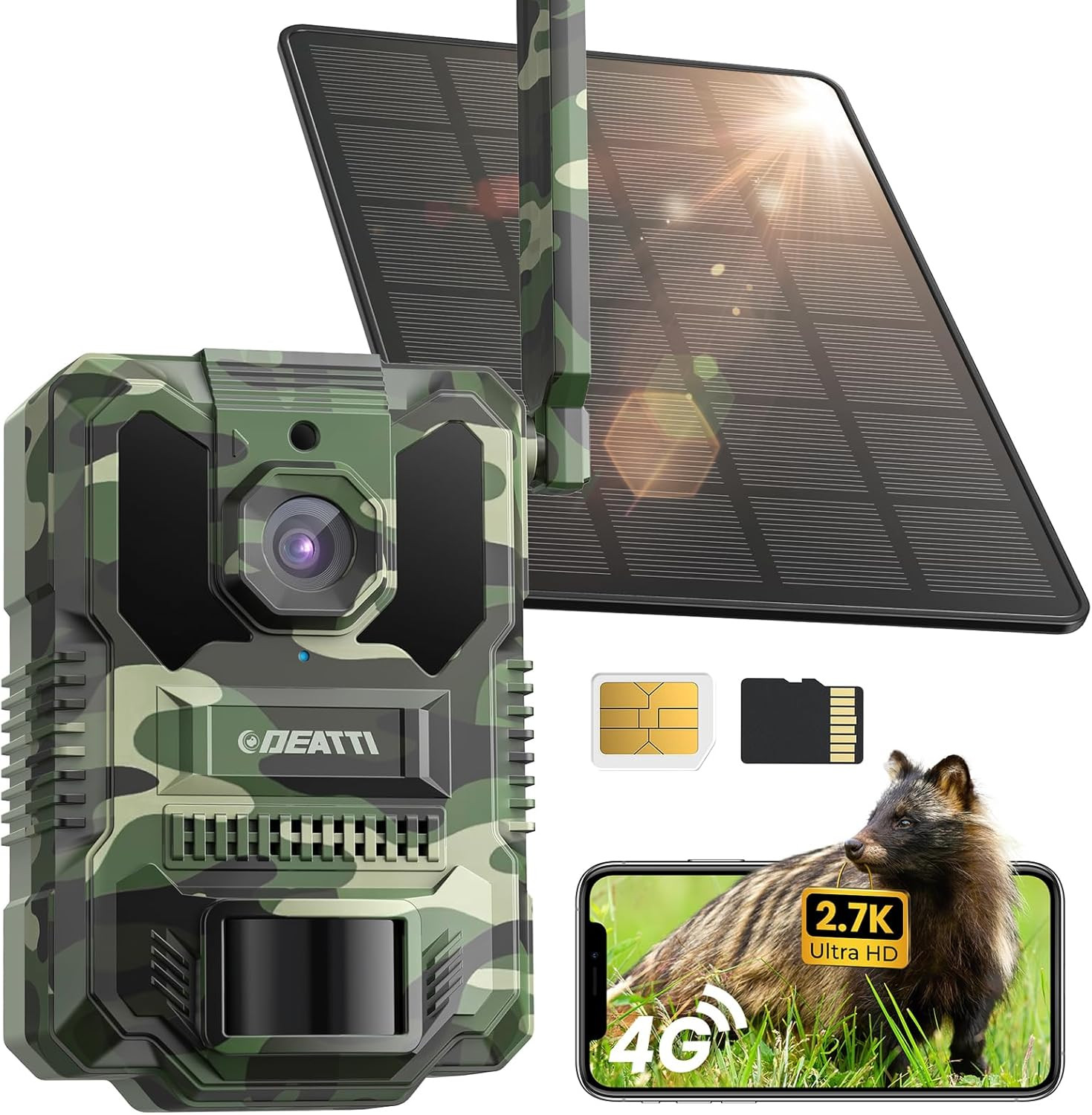 2.7K Cellular Trail Cameras,Game Cameras with 64GB SD Card,No Wifi Needed,Unlimi