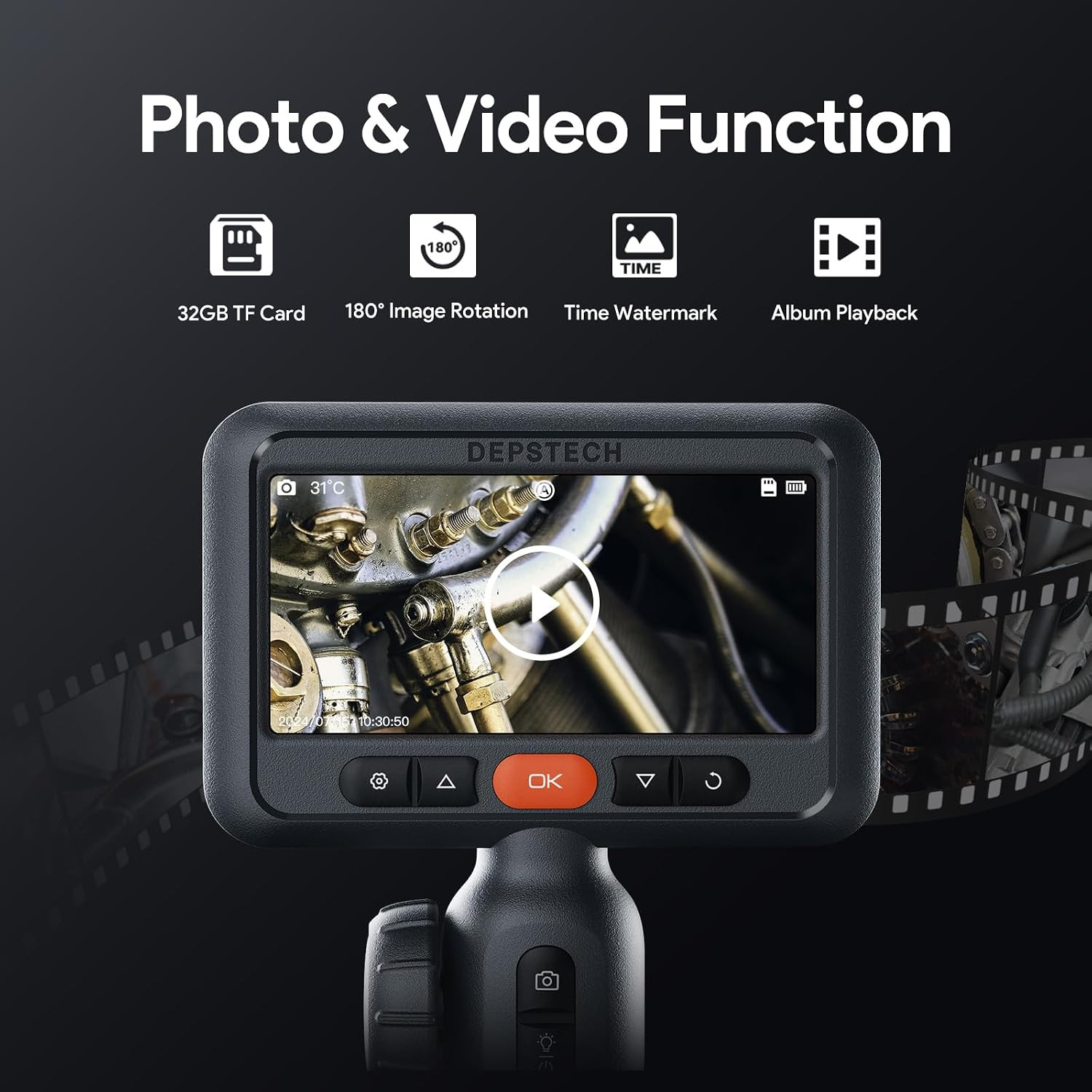 Dual Lens Endoscope with 4.5 Display for Precise Inspections