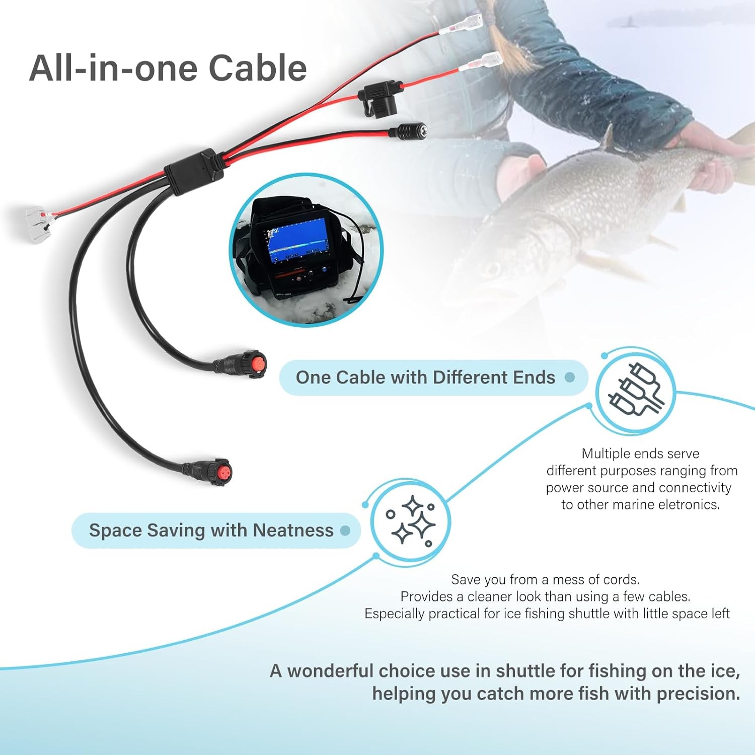 010-12676-40 All-in-One Power Cable fits for Garmin LiveScope Ice Fishing Bundle