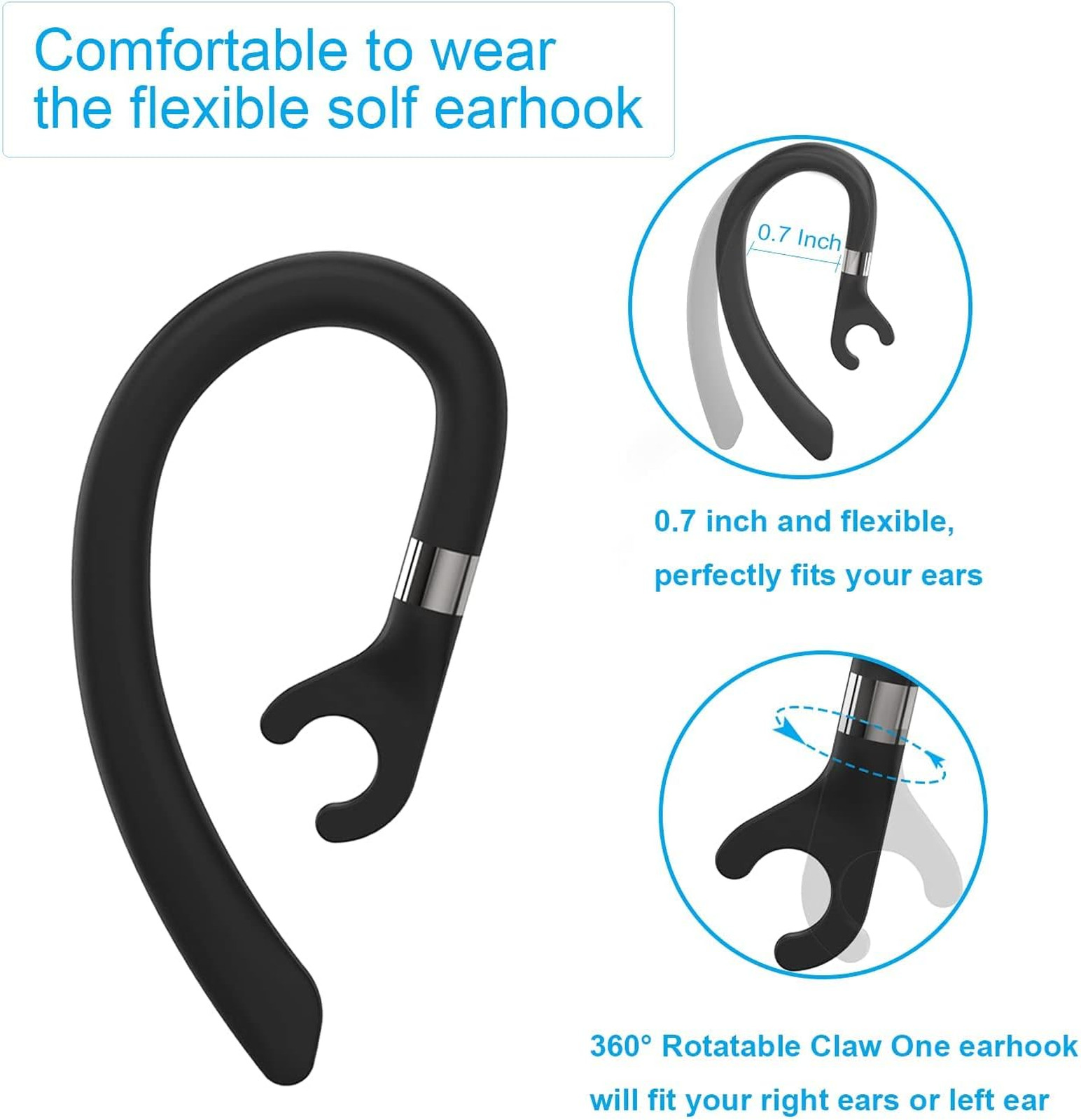 Replacement Ear Hooks for Bluetooth Headsets Silicon Flexible Ear Loop Clips