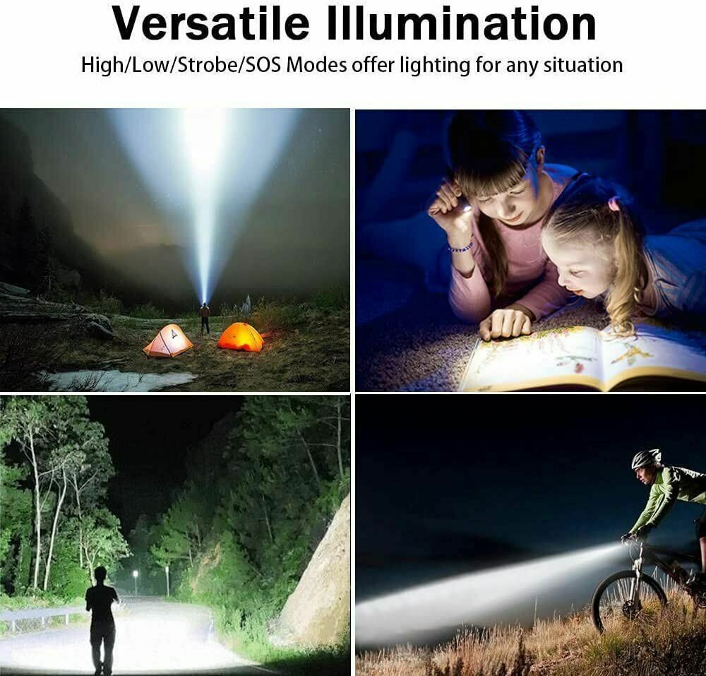 2 Pack Tactical Flashlights High Lumens with 4 Modes Pocket Waterproof Zoomable
