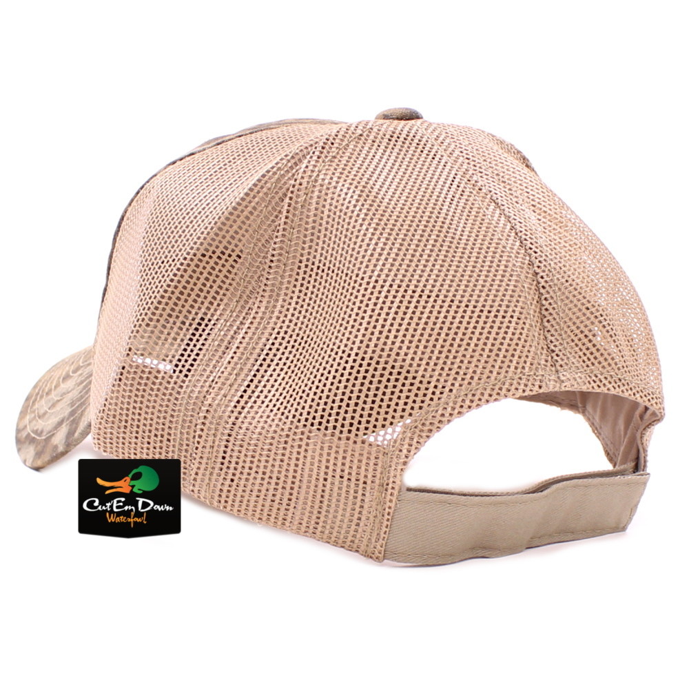 NEW BANDED GEAR TRUCKER CAP HAT BOTTOMLAND CAMO TAN MESH W/ "b" LOGO ADJUSTABLE