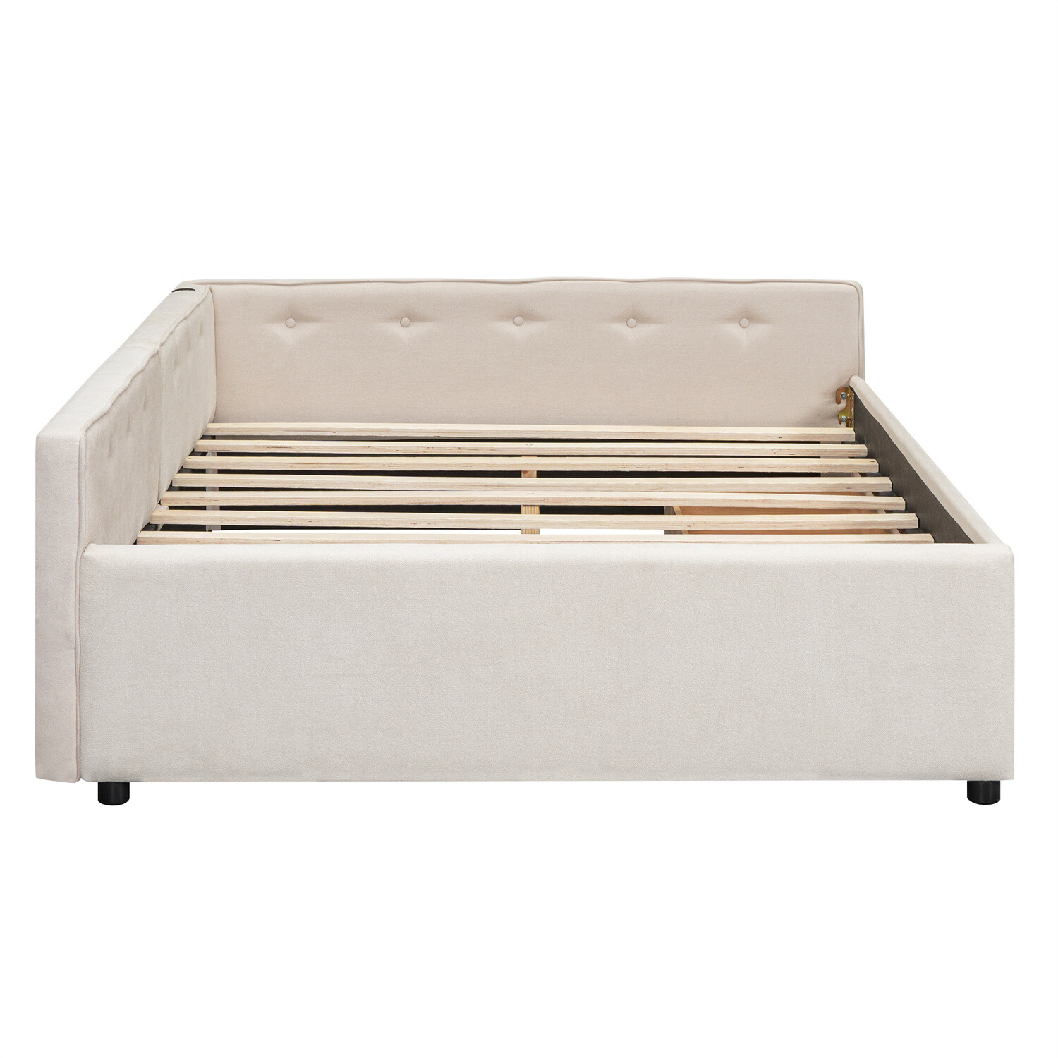 Full Size Daybed Upholstered Bed Frame Sofa Bed w/ USB Ports & 2 Drawer