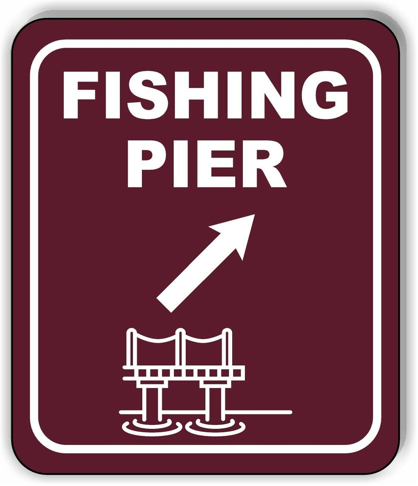 FISHING PIER DIRECTIONAL 45 DEGREES UP RIGHT ARROW Metal Aluminum composite sign