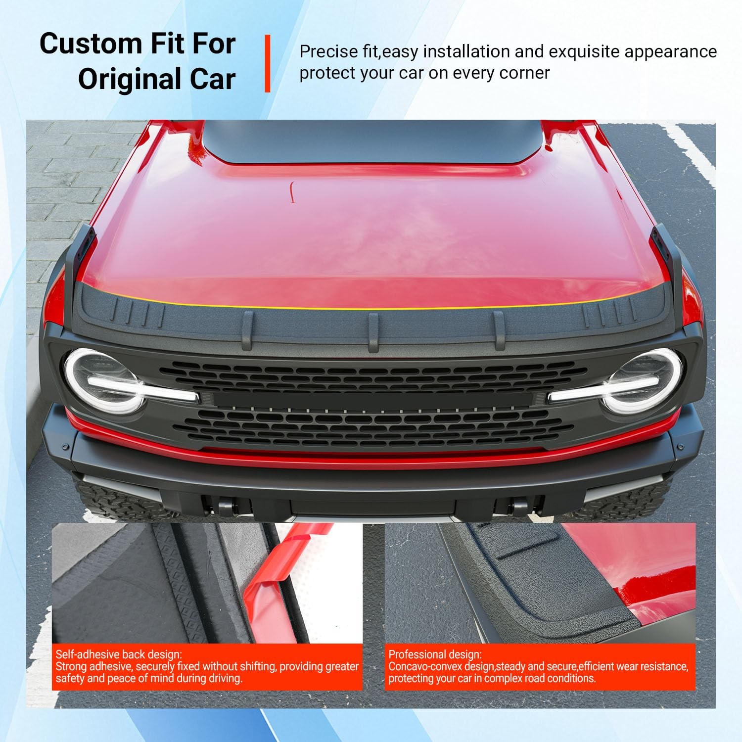 powoq Hood Protector Compatible with 2021-2026 Ford Bronco Deflector Black