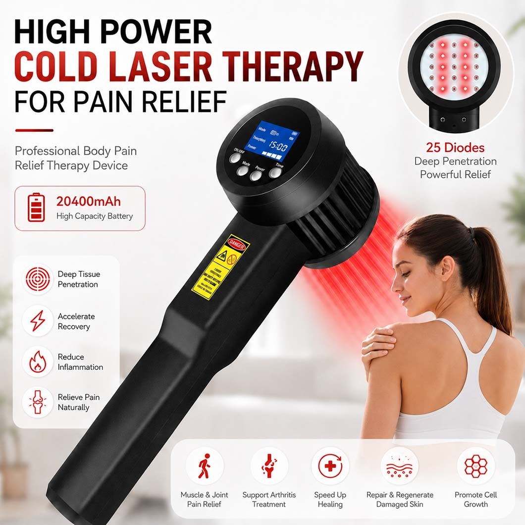5W Cold Laser Therapy Device 650/808nm 25 Diodes for Pain Relief Non-Invasive