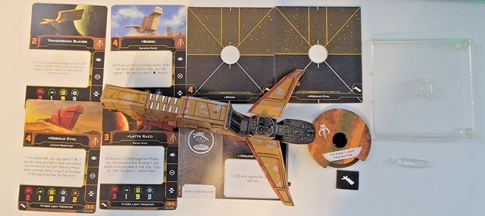 Star Wars X-Wing Miniatures YV-666 Light Freighter 2.0 Dial Stand Pilot Ship
