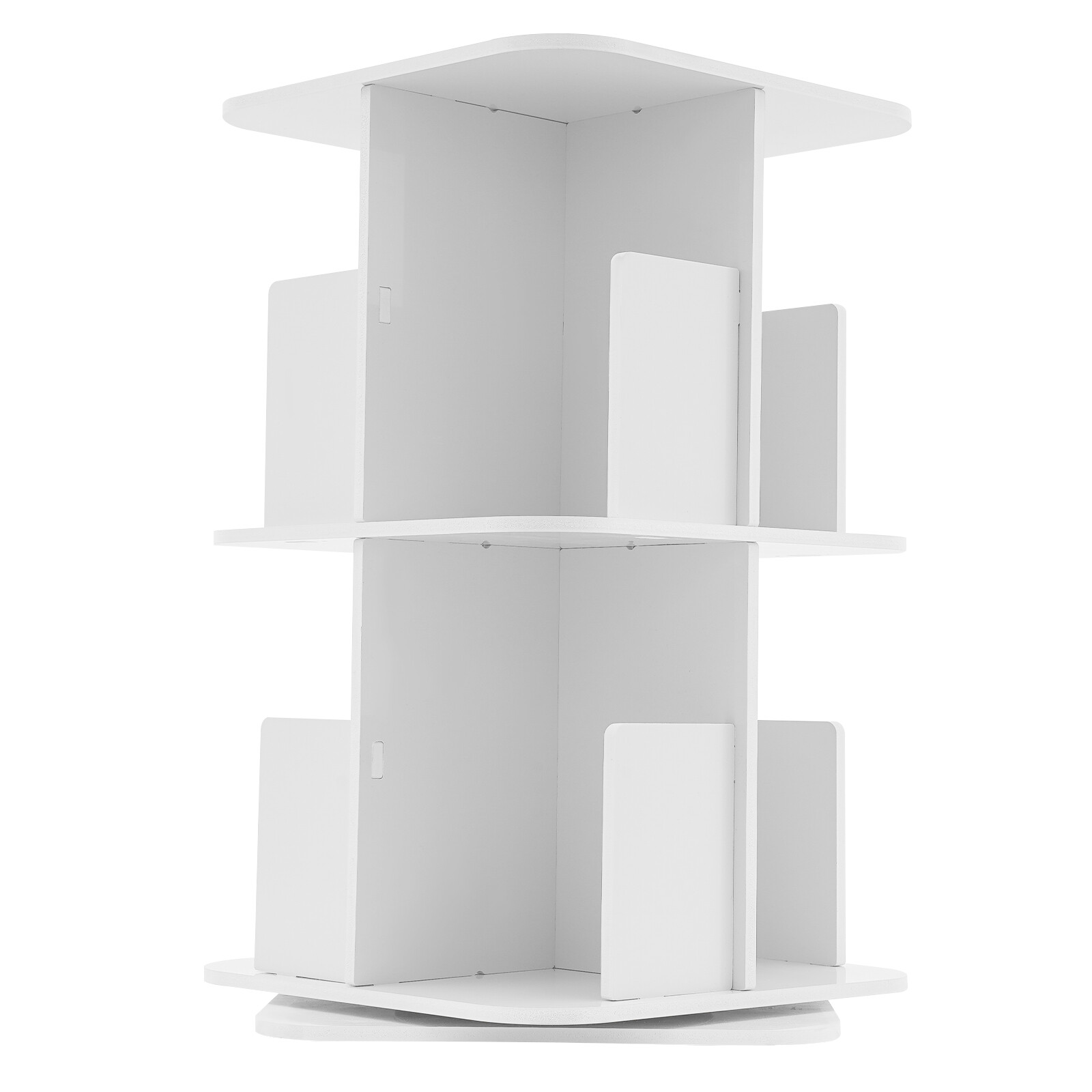 Rotating Bookshelf White 2 Tier Standing Bookcase Small Corner Bookcase US