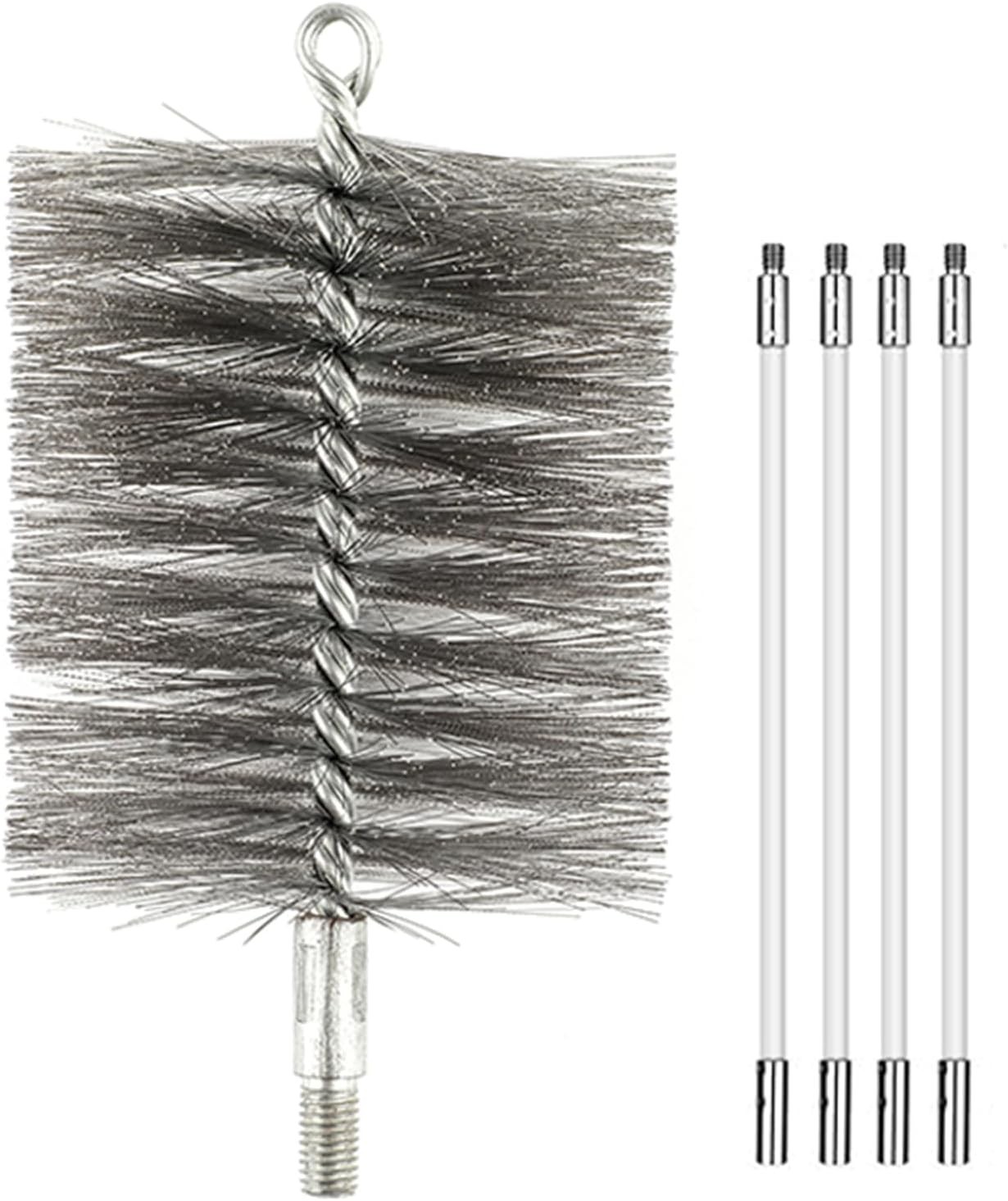 50-inch Long Tent Wood Burning Stove Pipe Cleaning Brush with Stainless Steel Br