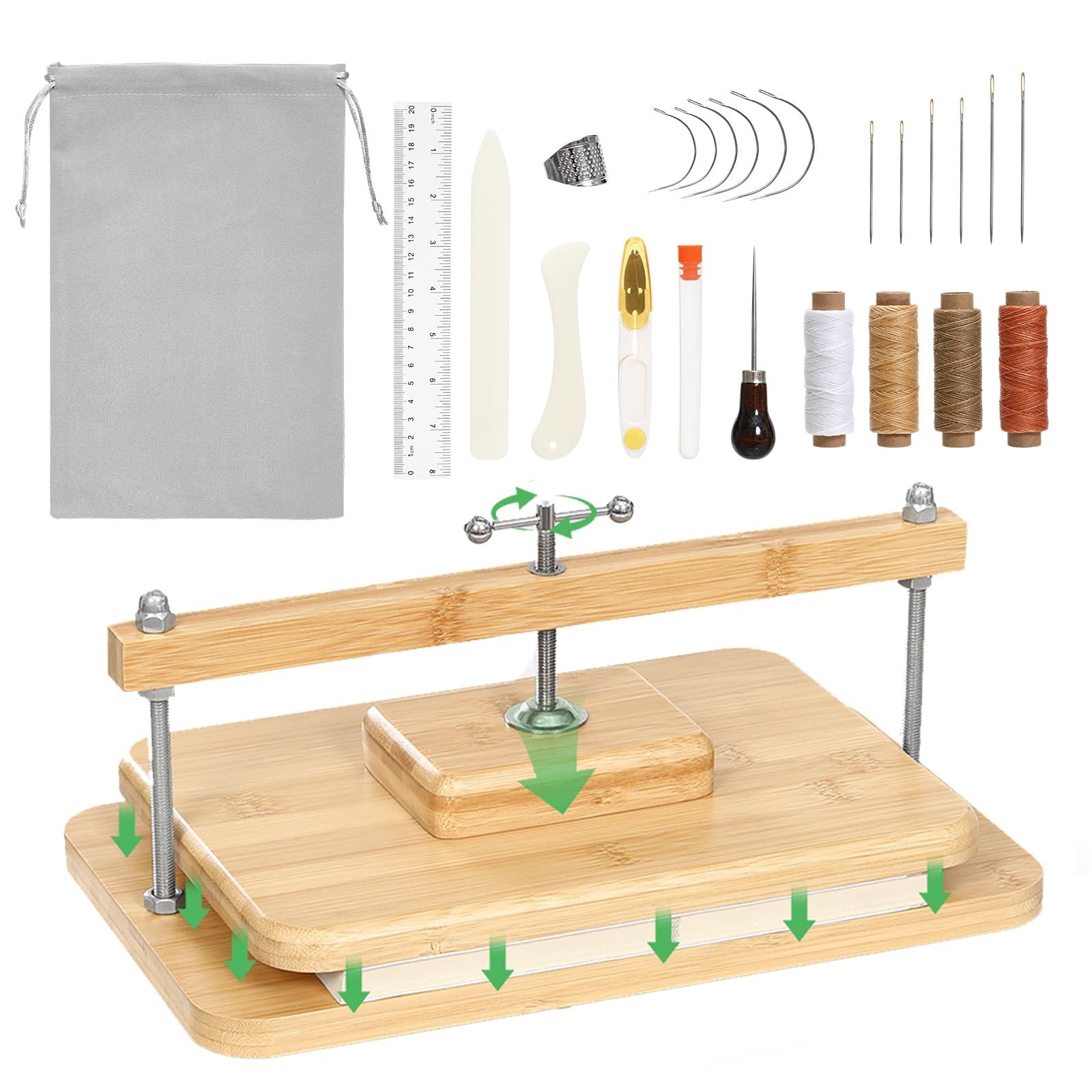 Book Press Kits, 11 * 7.9 in Bamboo Wood Book Binding, Portable Book Press fo...