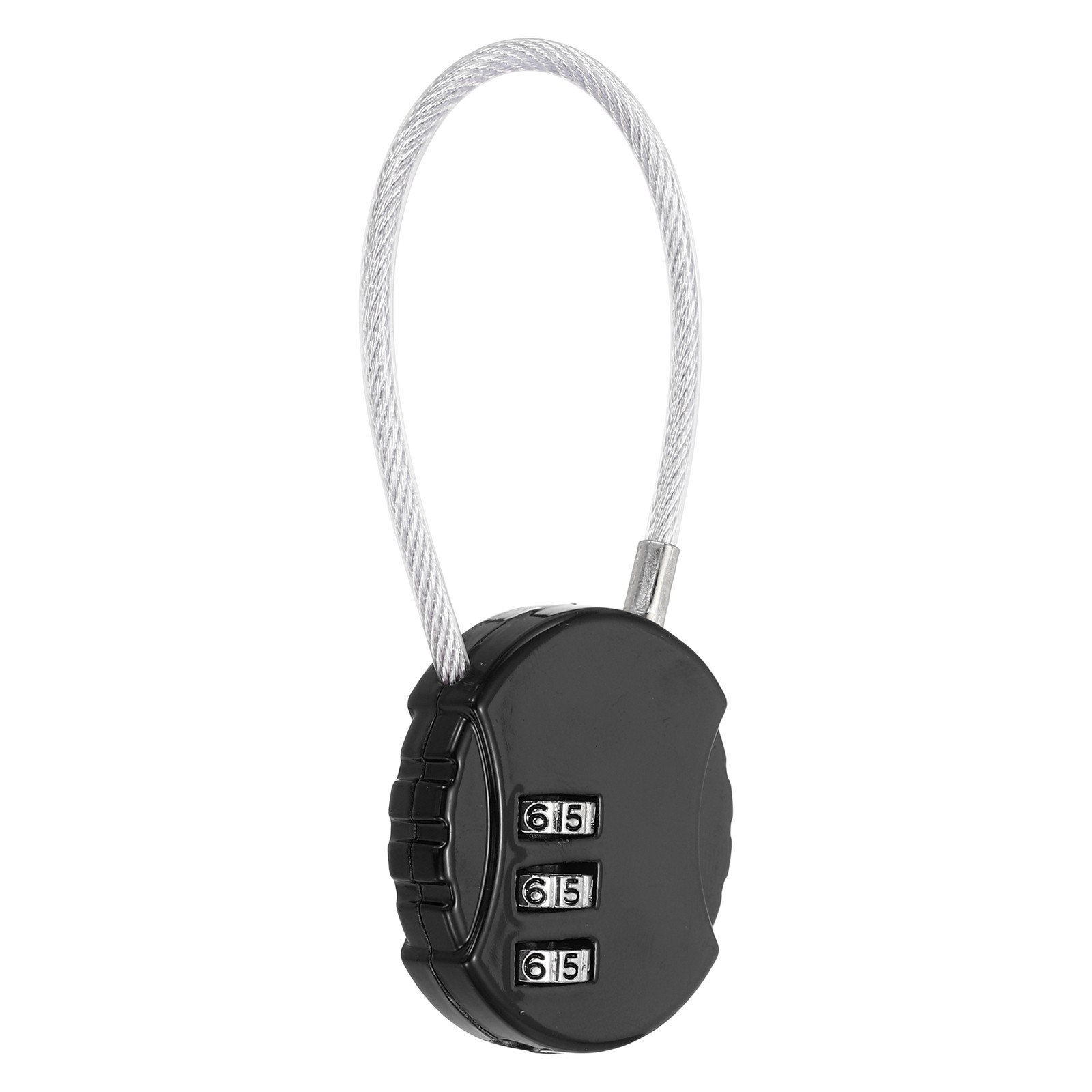 1-Pack Combination Padlock, 3 Digit Round Shaped Cable Luggage Lock [Black]