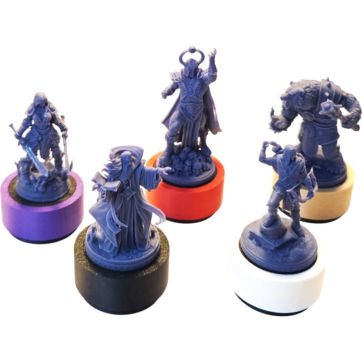 5 pack 25 mm Fantasy Figure Base w/colored Ring 1/2" High (Warhammer, D&D, AoS)