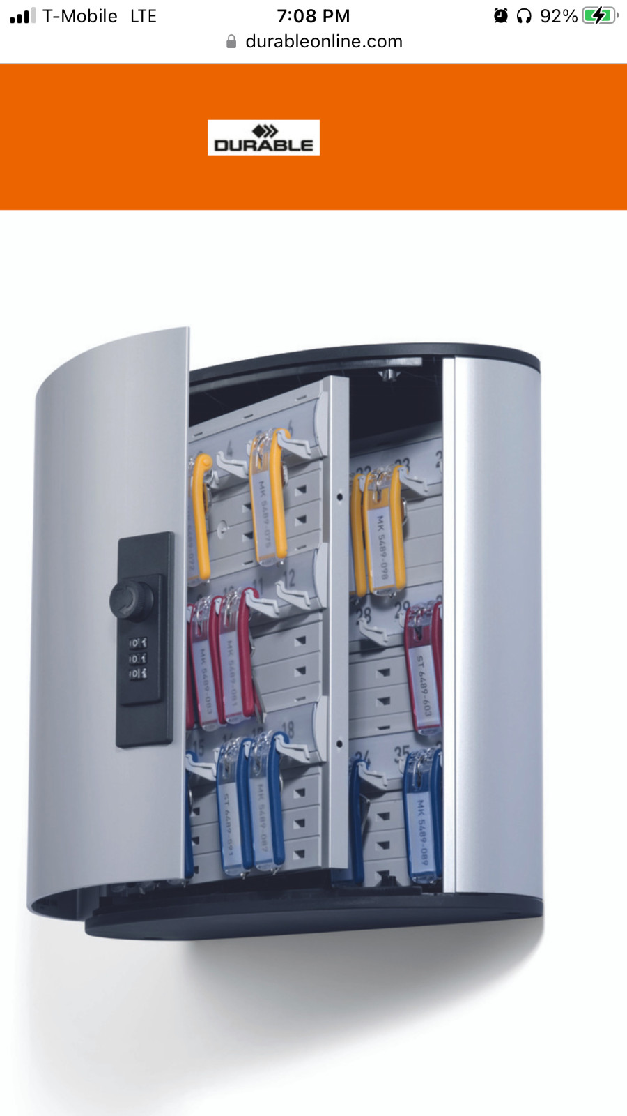 Durable Key Box Code 36 Combination Lock No. 196623