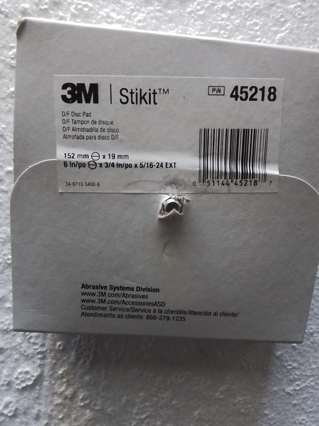 3M 45218 Stikit Pad Dust Fre 6" Medium Disc Pad