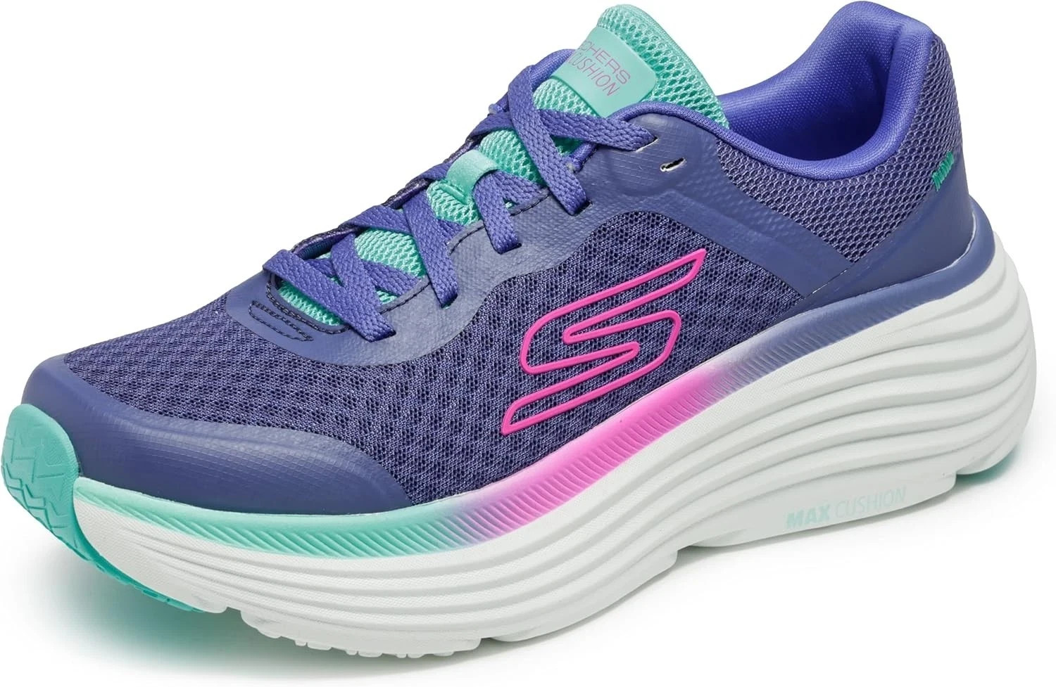 Skechers Shoes Women Purple Max Cushioning Running Comfort Sport Casual 129470