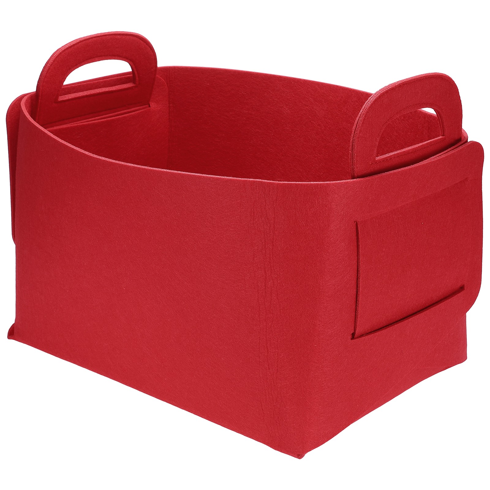 Felt Storage Bin, 14.2x9.8x9" Felt Storage Box with Handles, Red