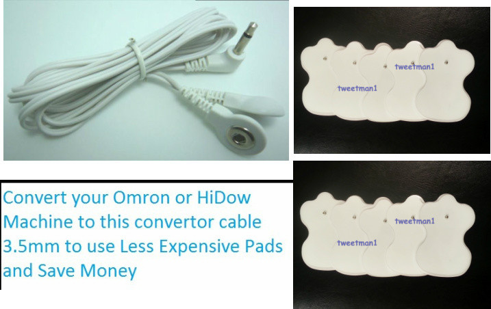 OMRON PM3030 - Compatible Electrode Wire/Lead Cable w/ 20 ELECTROTHERAPY PADS