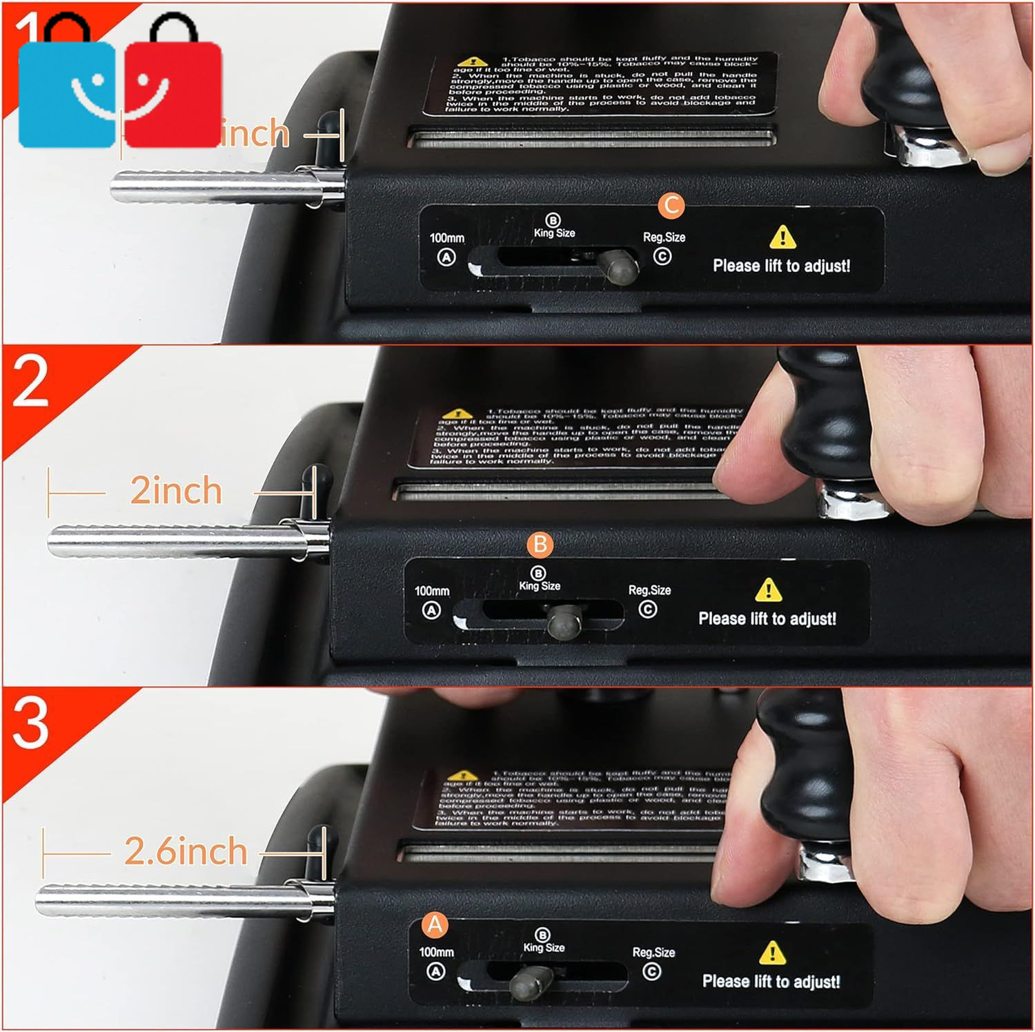 Manual Homemad Cigarette Rolling Machine + Tray & Case, Adjustable for King Size