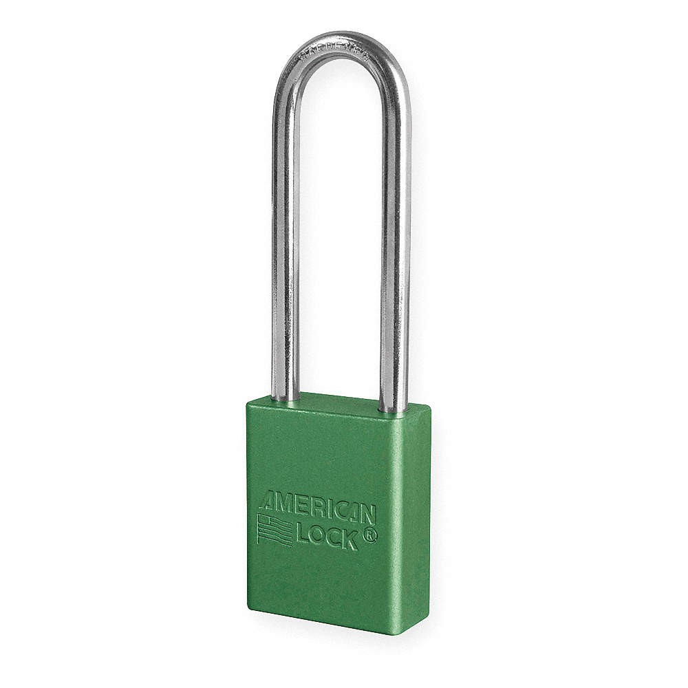 AMERICAN LOCK A1107KAGRN Lockout Padlock,KA,Green,1-7/8"H 4ENE6