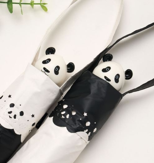 Everland Fu Bao Panda Folding Umbrella UV Protection Compact Sun Rain Umbrella