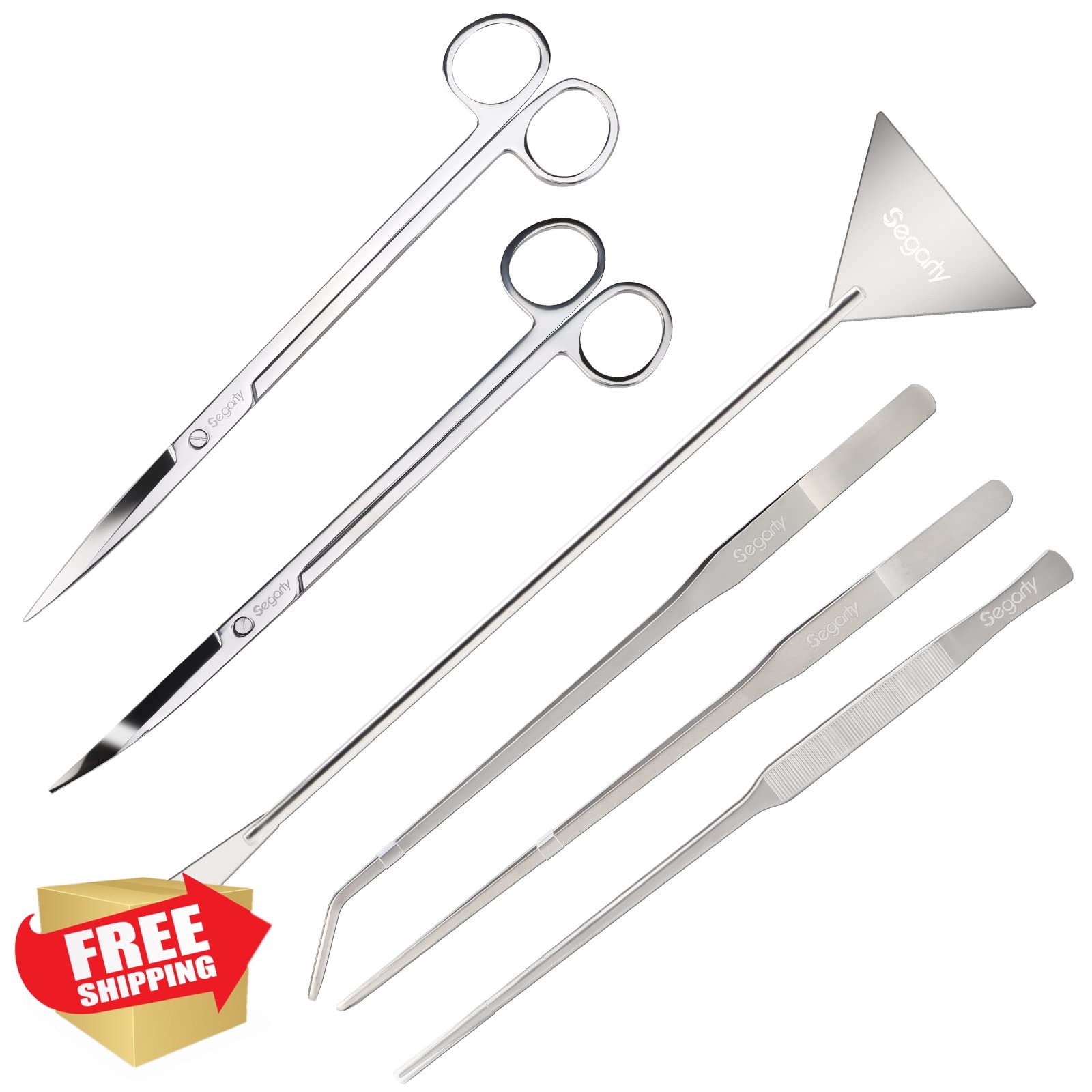 Segarty Aquarium Aquascaping Tools 6pc Stainless Steel Plant Kit