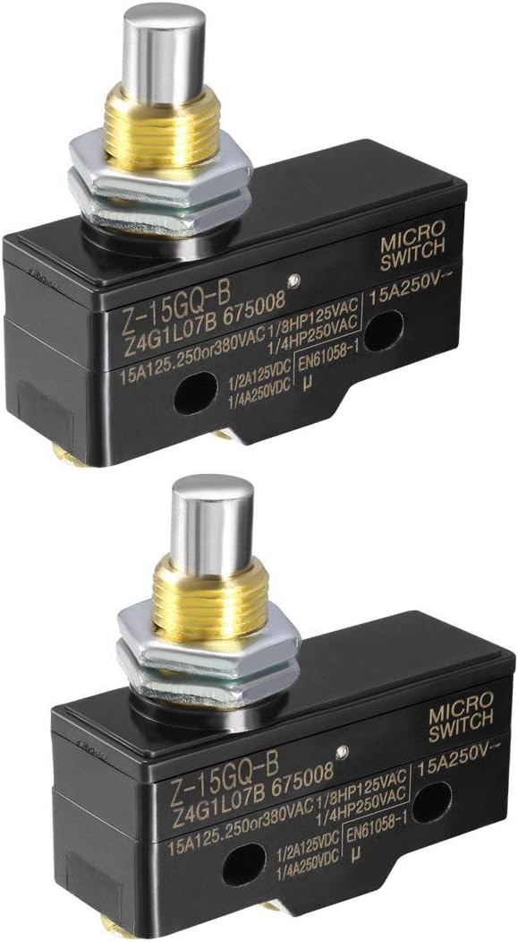 uxcell 2PCS Z-15GQ-B 1NO + 1NC Panel Mount Snap Button Type Micro Limit Black