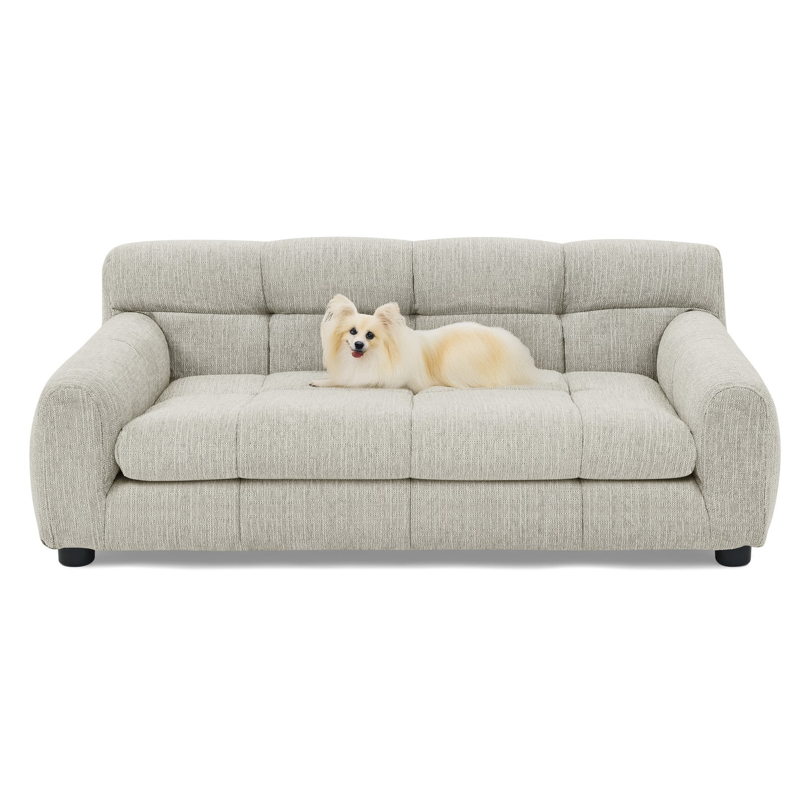 Soft Comfortable Pet Sofa Backrest Armrests Suitable for Small Medium Dogs Beige
