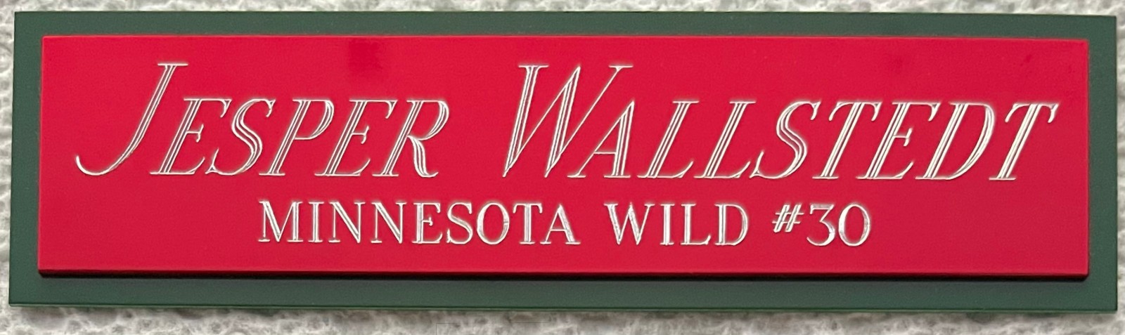 JESPER WALLSTEDT WILD NAMEPLATE FOR AUTOGRAPHED Signed STICK-PUCK-JERSEY-MASK