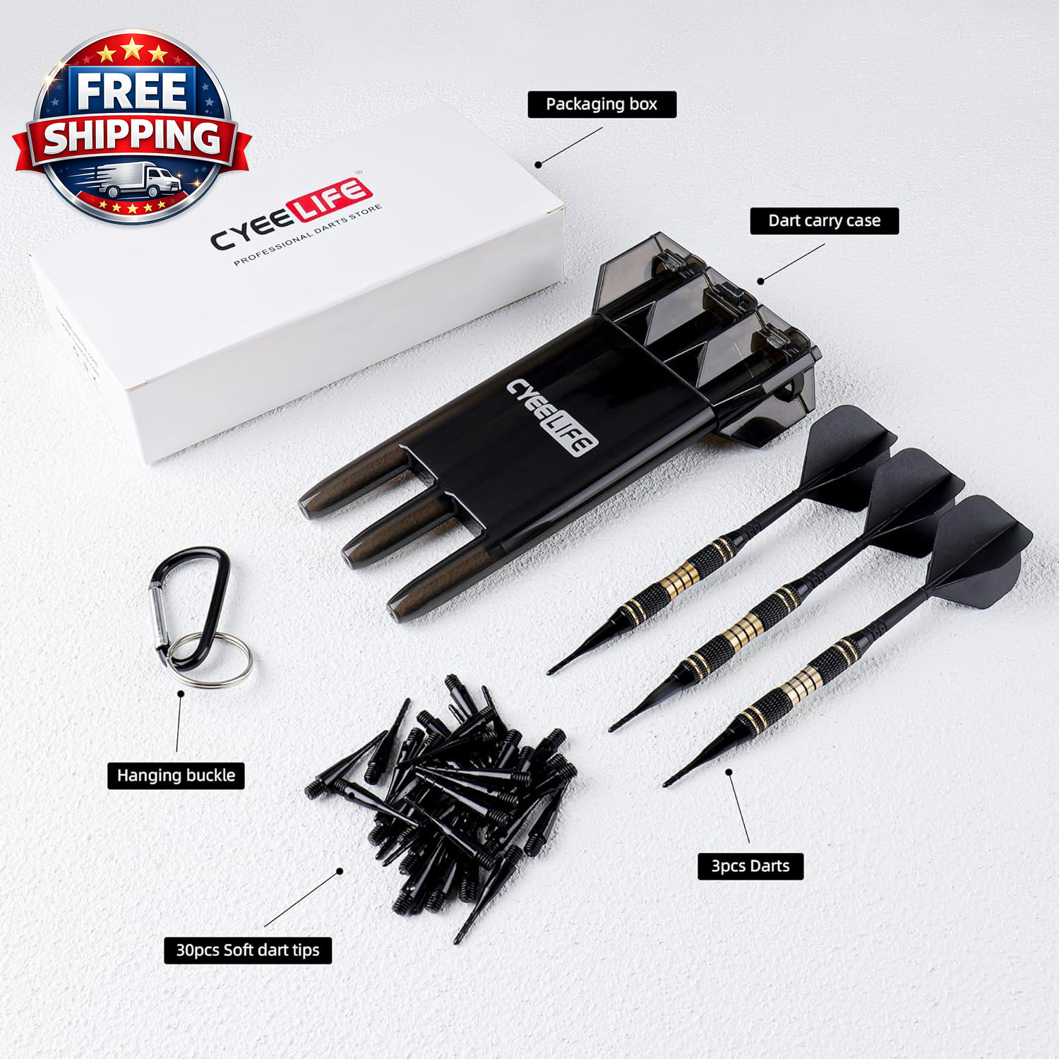 Darts Plastic Tip - Professional Soft Tip Darts Set 18 Grams with Carr