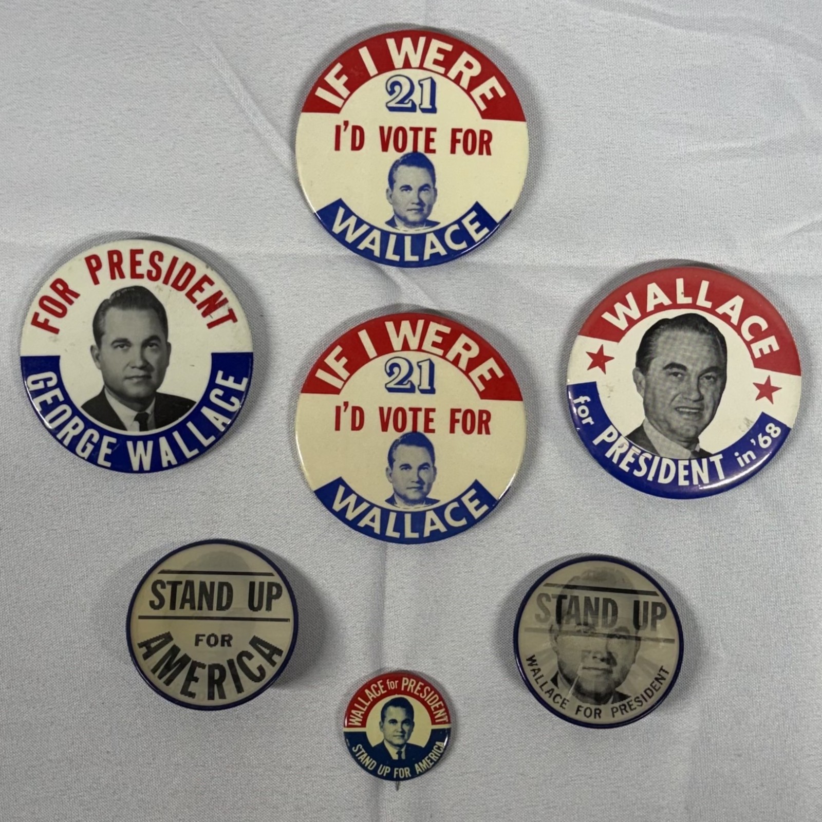 George Wallace 1968 Campaign Button Lot 8 Pins Lenticular Political Medals