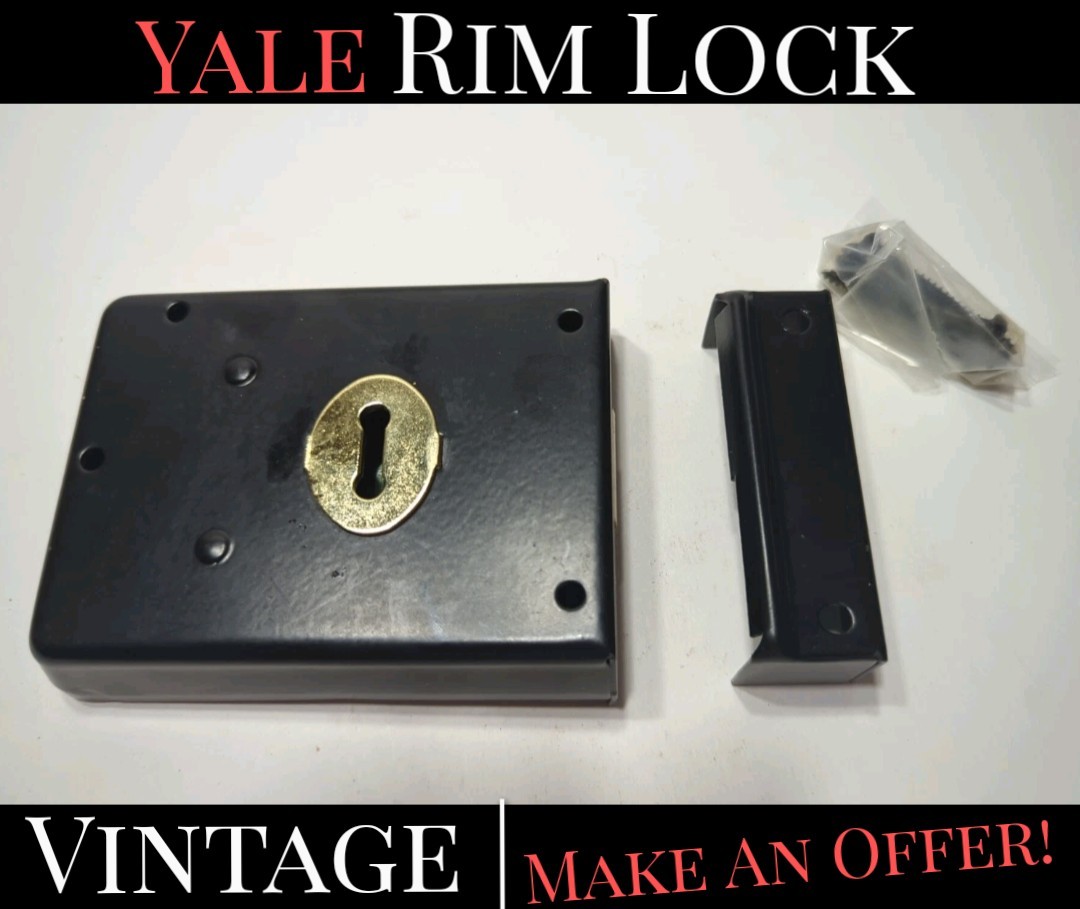 ✨VINTAGE✨ YALE Deadbolt Locks Rim Lock Black Finish & Parts New Old Stock NOS