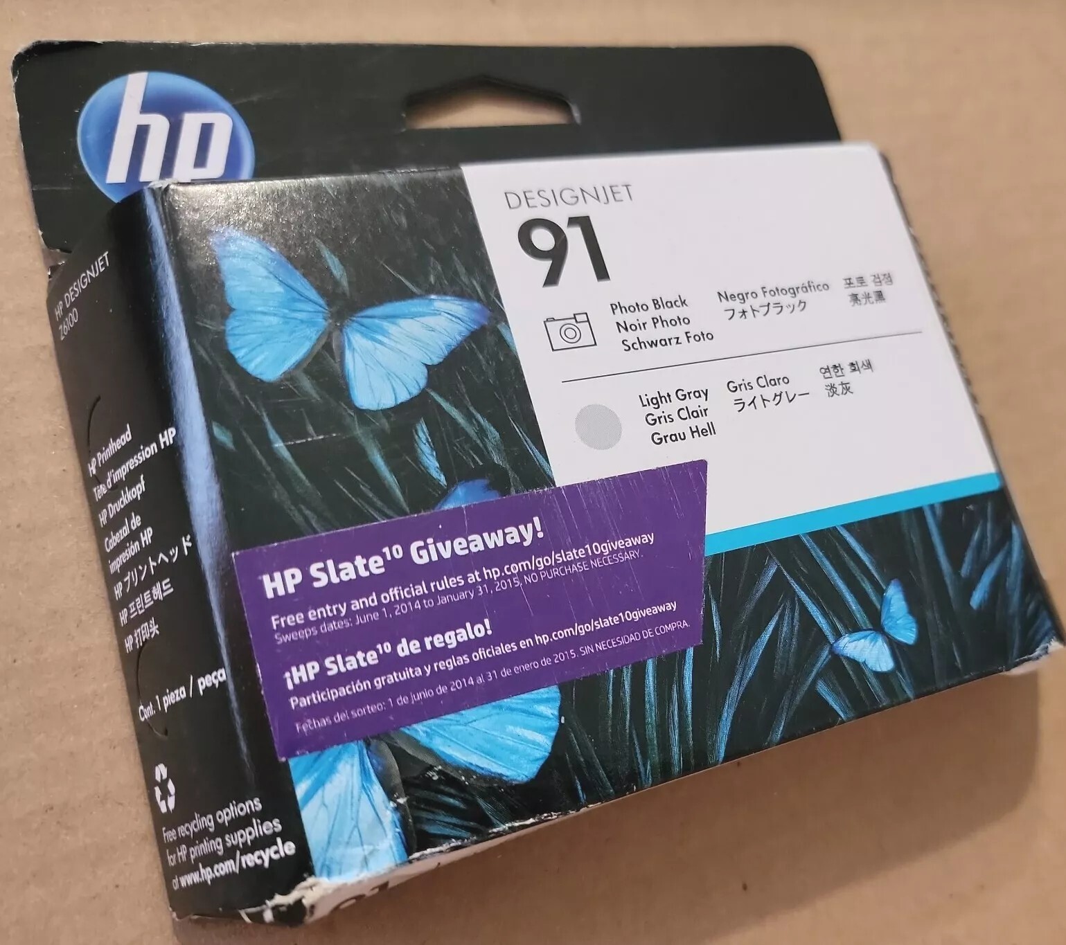 Genuine HP 91 DUAL PRINTHEAD, C9463A PHOTO BLACK / LIGHT GRAY, Exp.2016 **SEALED