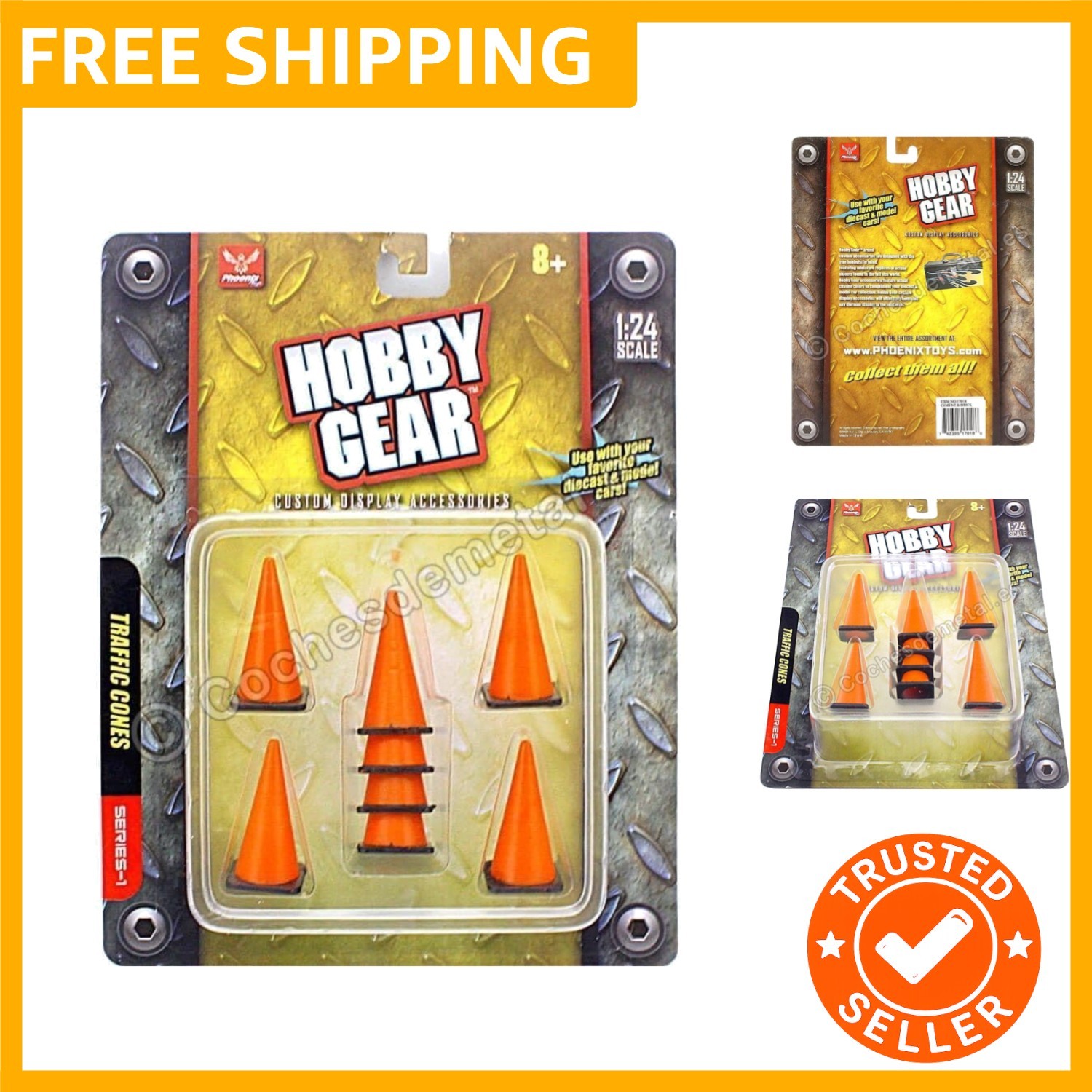 Bright Orange Traffic Cones - 8-Pack Diorama Accessories for Kids & Collectors