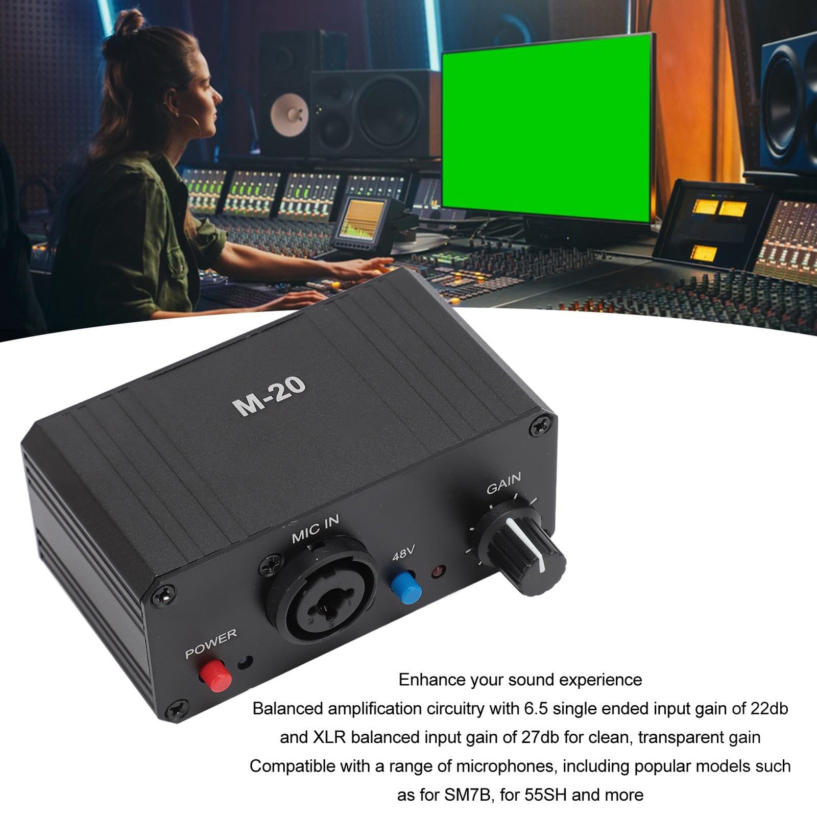 Microphone Preamp, 48V Power Mic Preamplifier XLR Output Microphone Preamp , ...