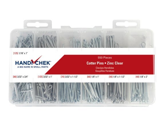 Cotter Pin Assortment Carbon Steel Zinc Clear 550 Piece (1 Pieces)