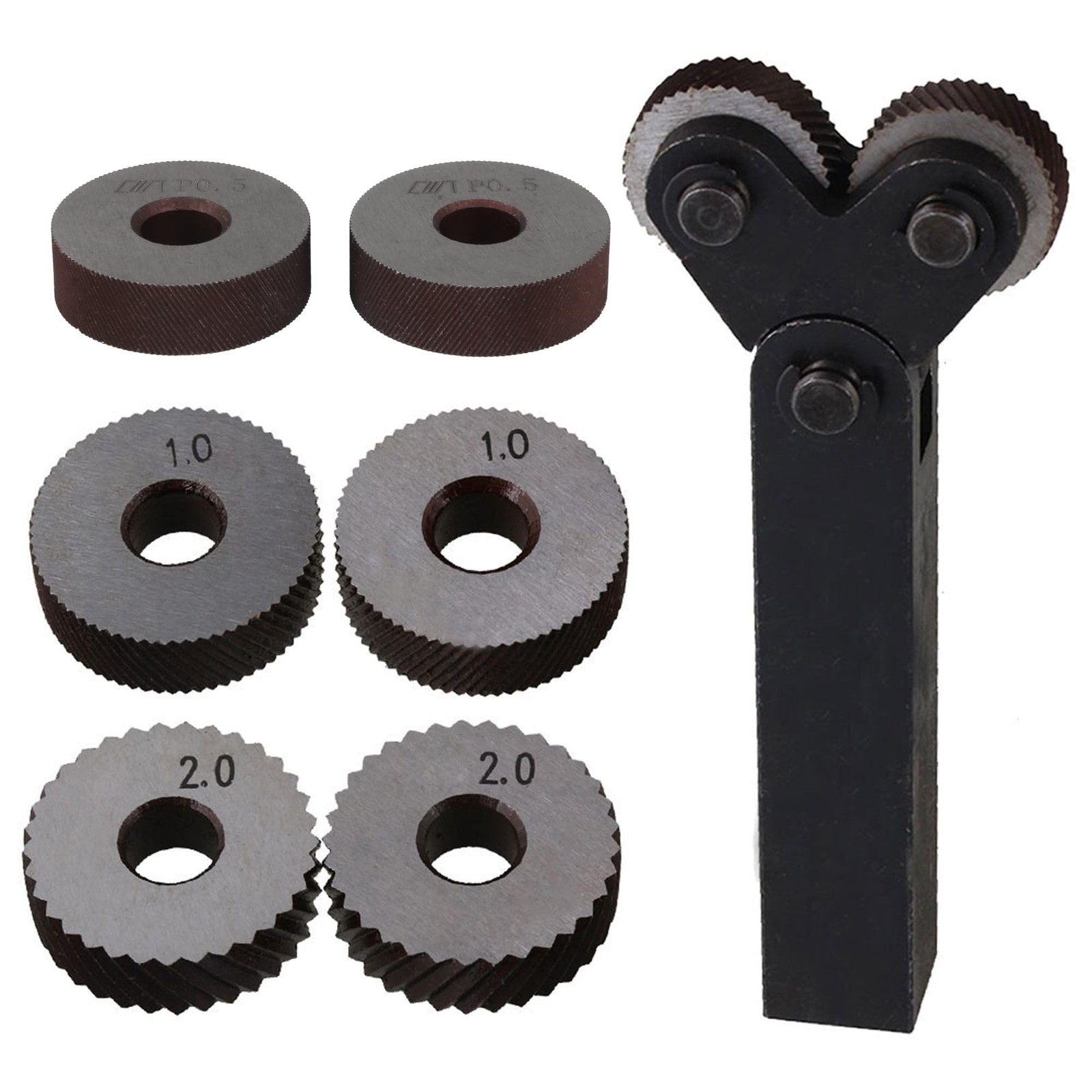 Rotating Head Knurling Tool Pitch Diagonal Coarse Linear Dual Wheels 7 Pack