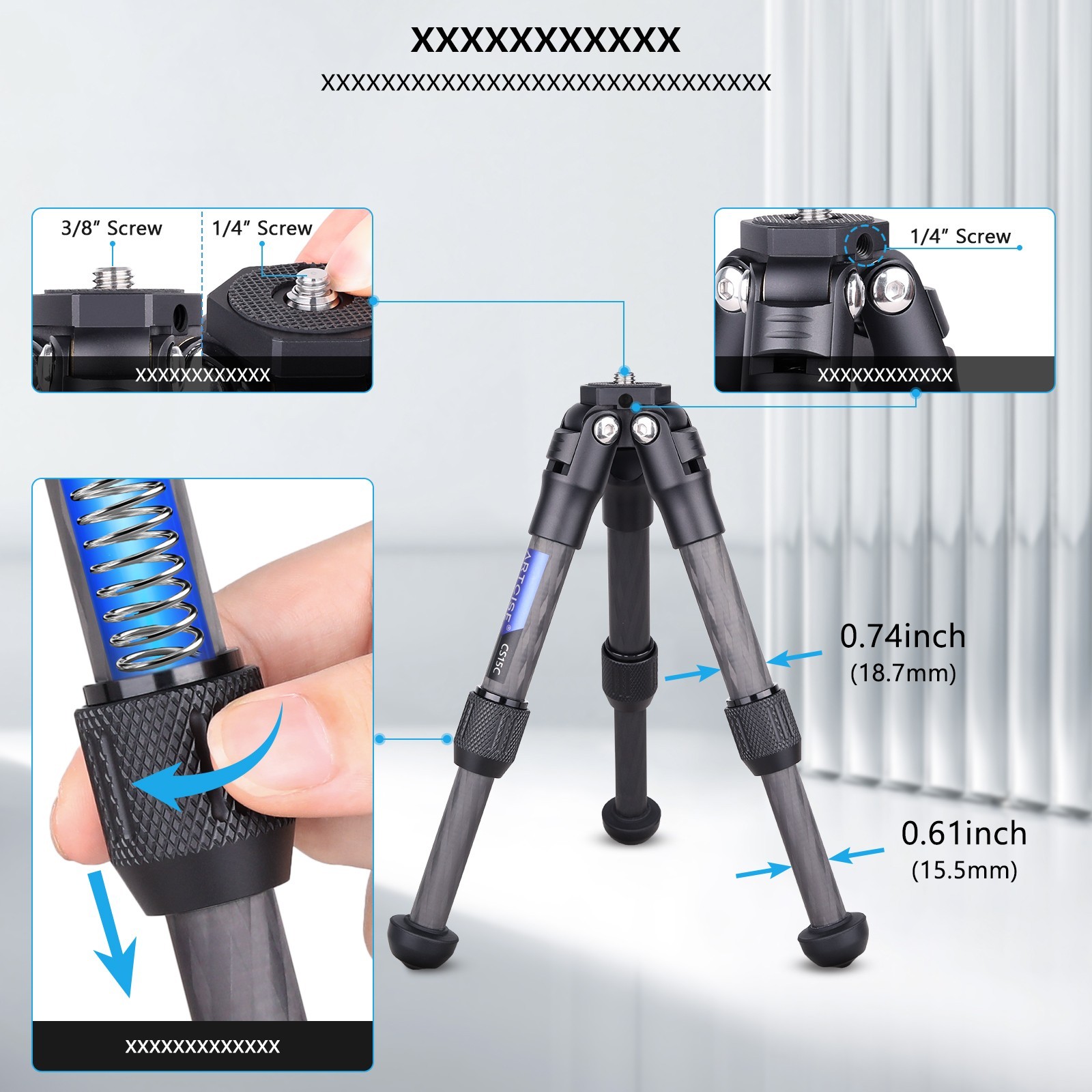 Mini Camera Tripod Carbon Fiber Tabletop Tripod Compact Portable Desktop Tripod
