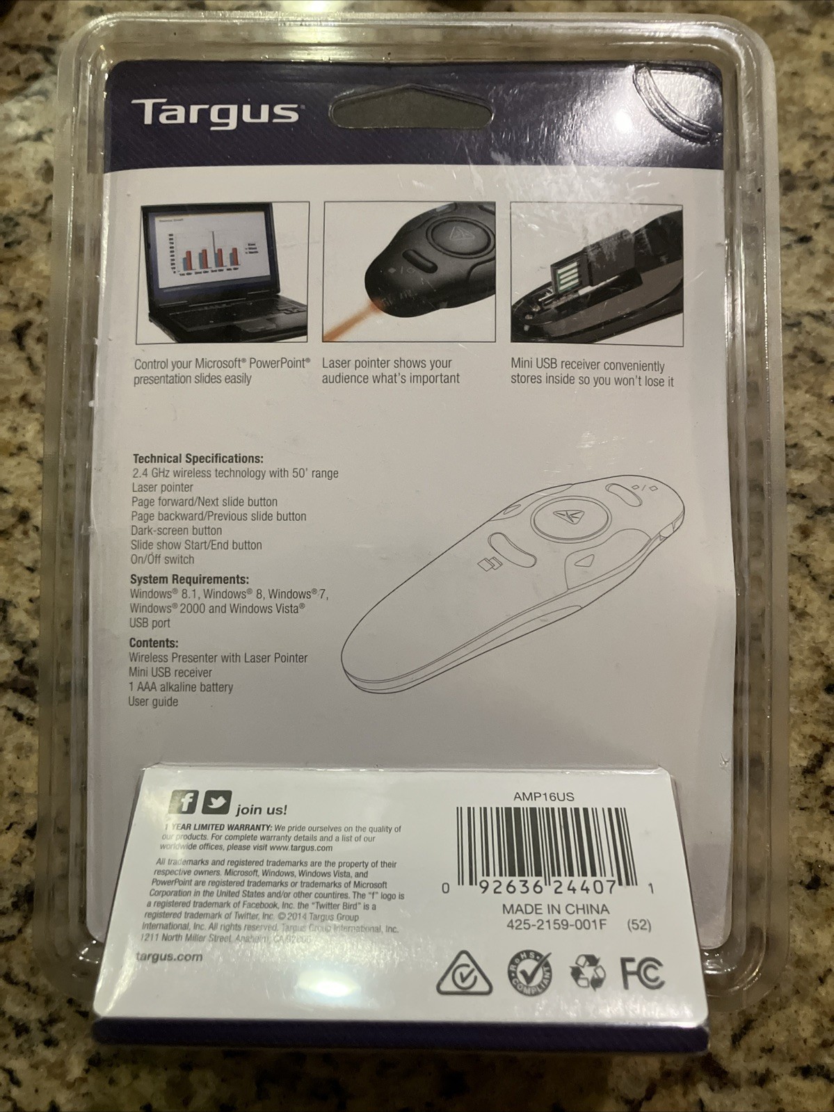 Targus Wireless USB Presenter with Laser Pointer - AMP16US