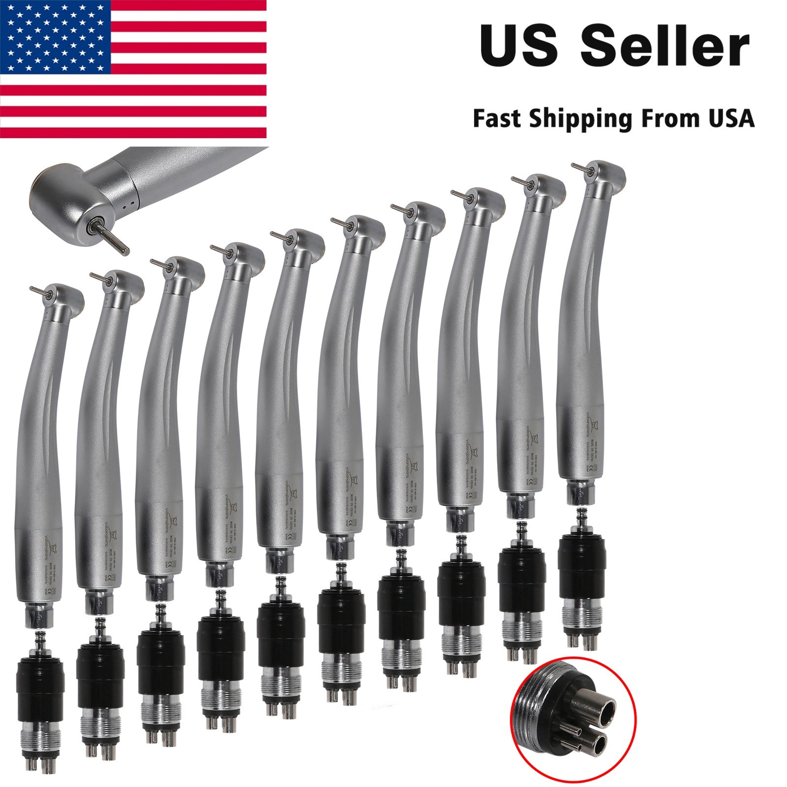 10 NSK Style Dental High Speed Handpiece Air Turbine Standard Coupler Swivel 4H