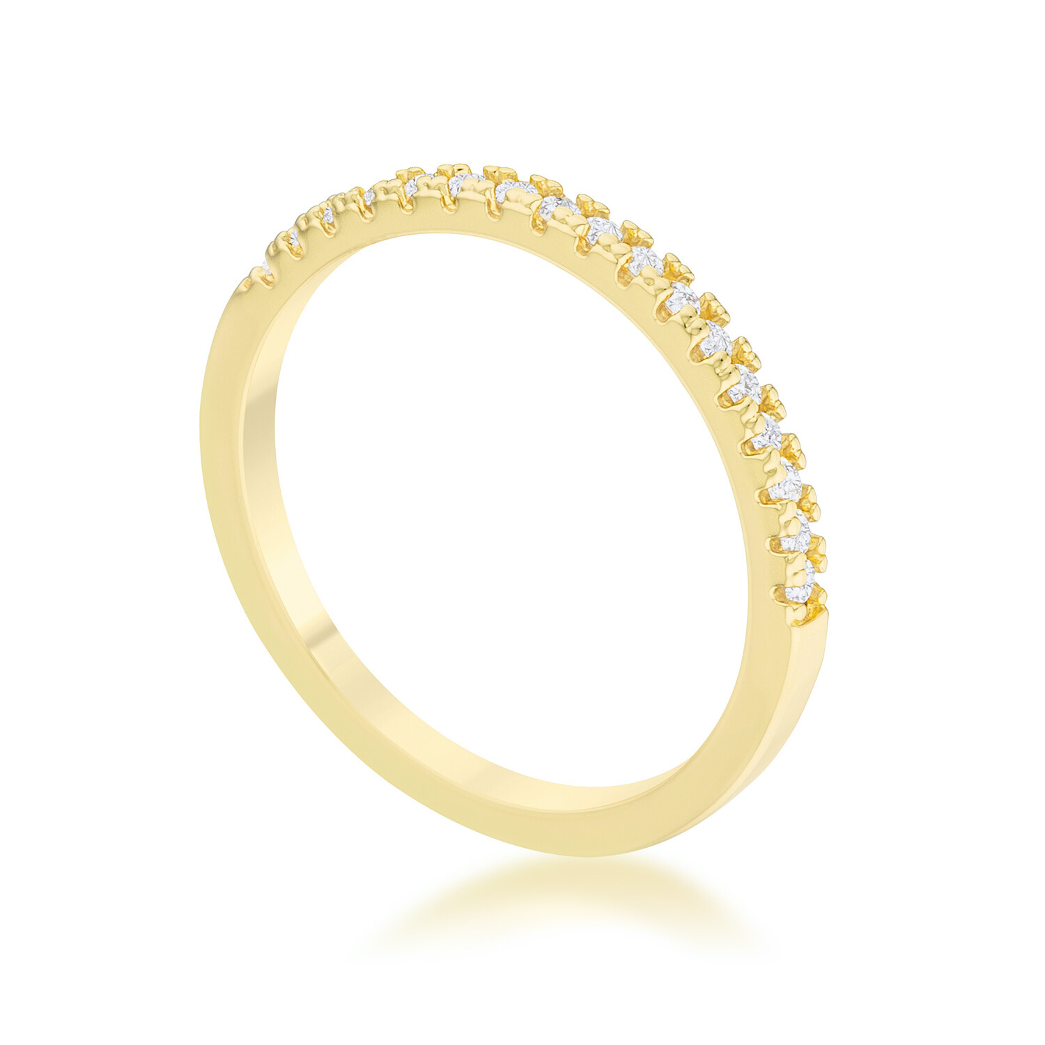 14k Yellow Gold Plated 2mm CZ Half Band Wedding Ring Guard